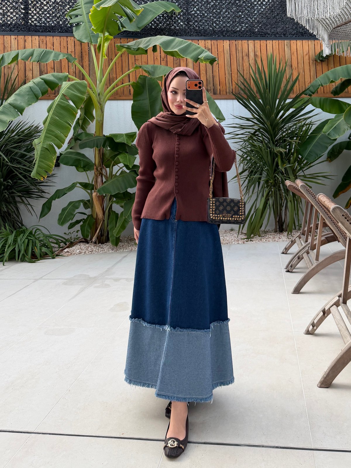 Rona Düğmeli Triko Hırka Kahve  (507)
