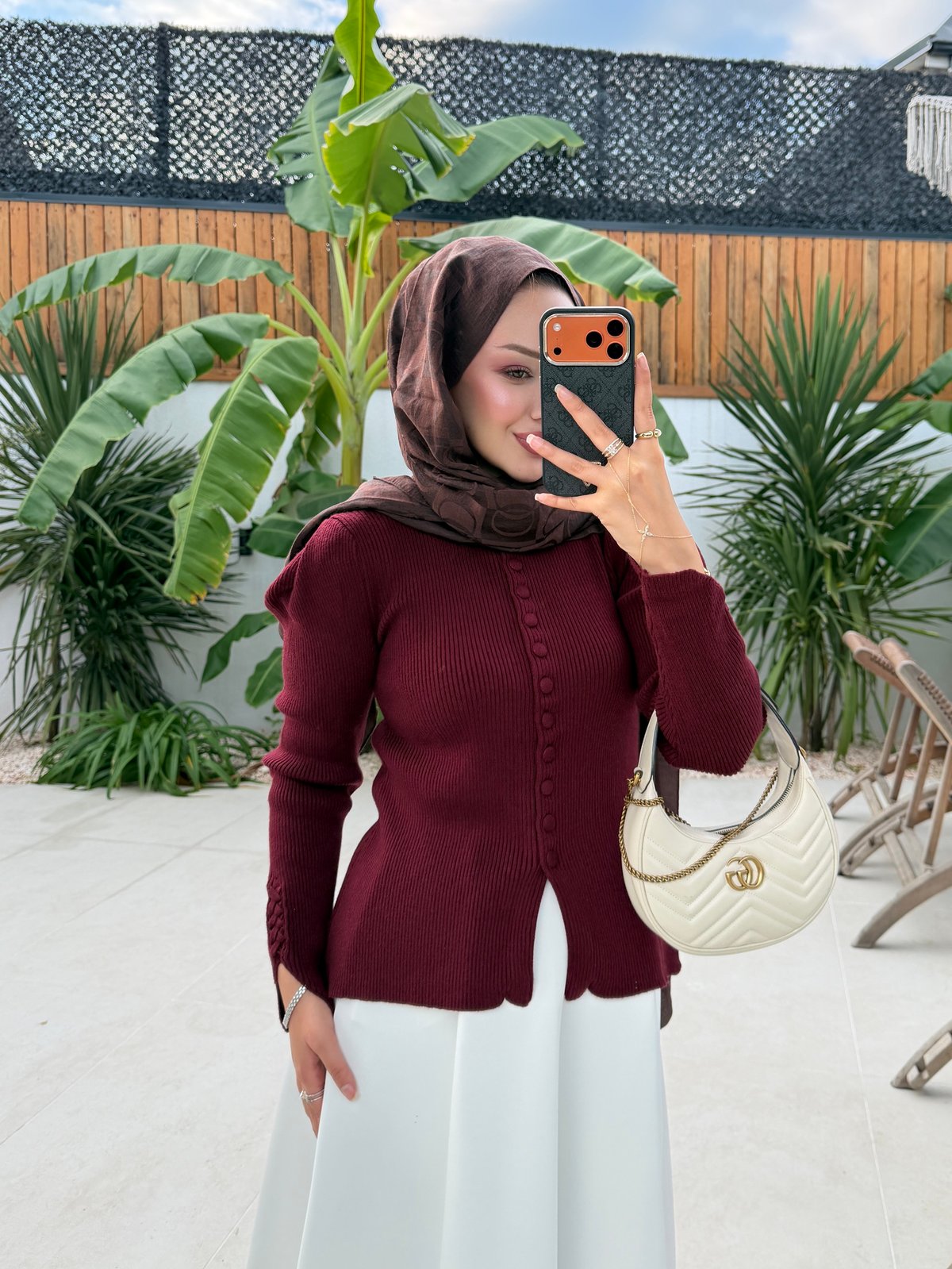 Rona Düğmeli Triko Hırka Mürdüm (507)