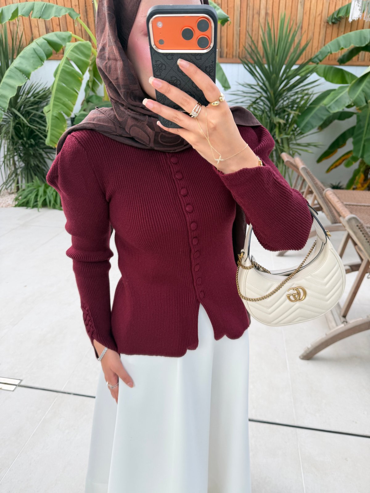 Rona Düğmeli Triko Hırka Mürdüm (507)