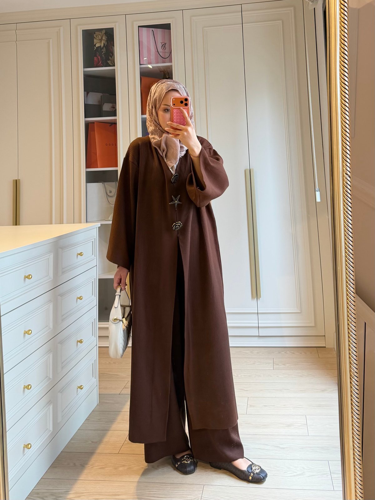 Roselle Broş Detaylı Triko İkili Takım Kahve 