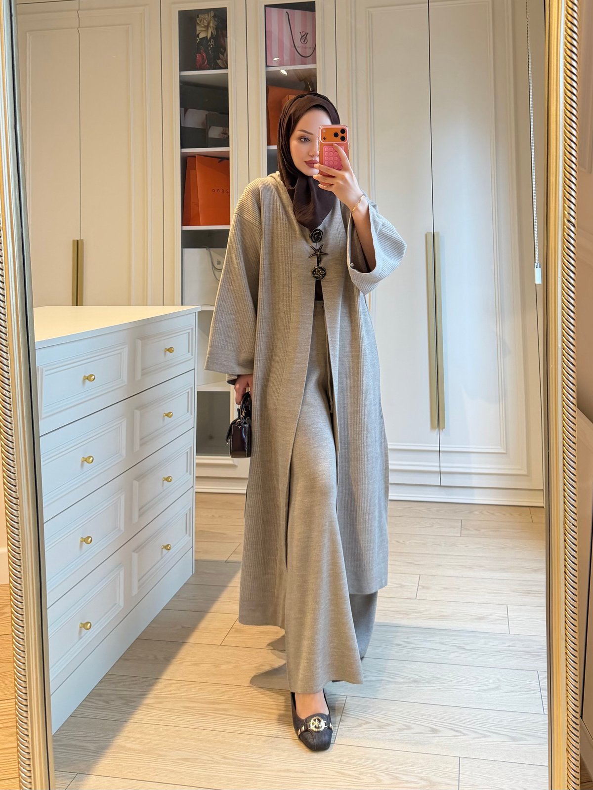 Roselle Broş Detaylı Triko İkili Takım Vizon 