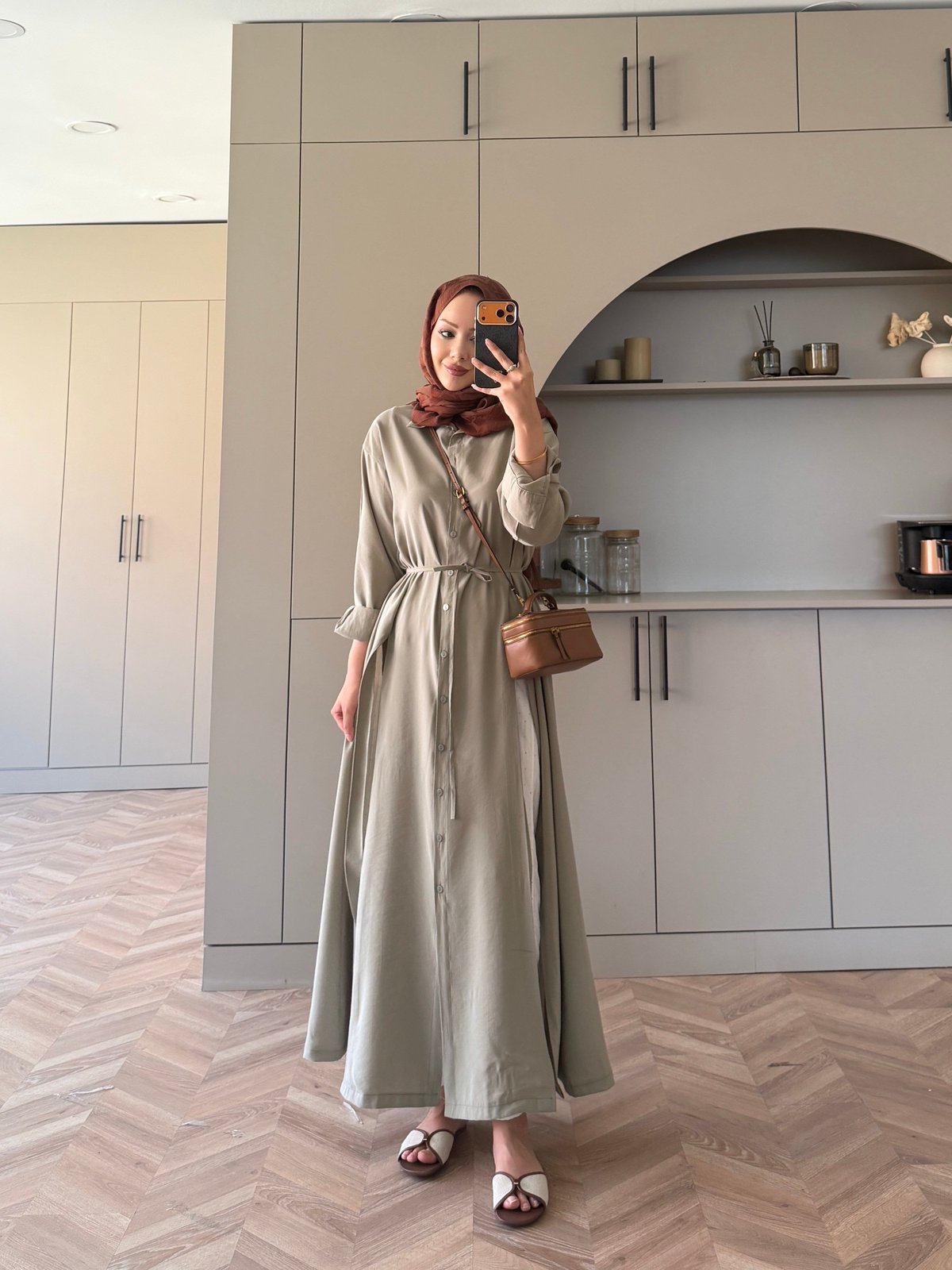 Ruiza Düğmeli Elbise\Tunik Haki (2364)