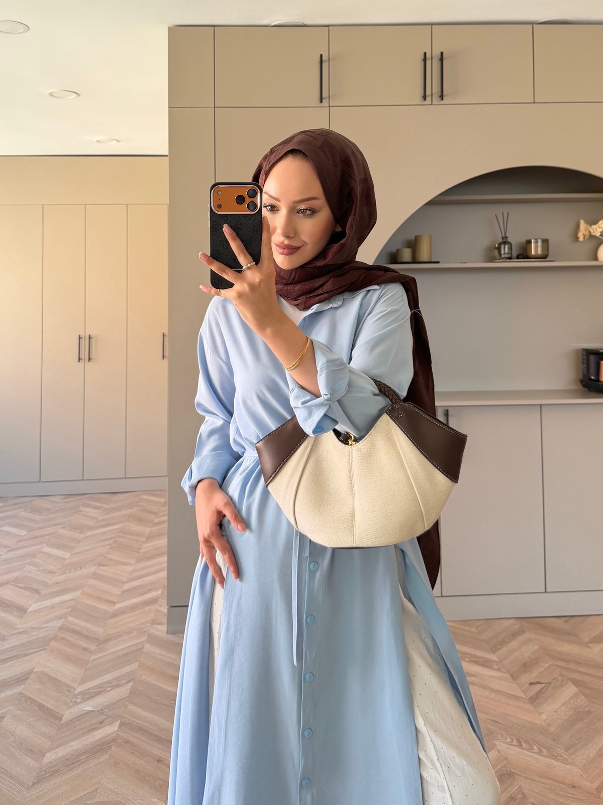 Ruiza Düğmeli Elbise\Tunik Mavi (2364)