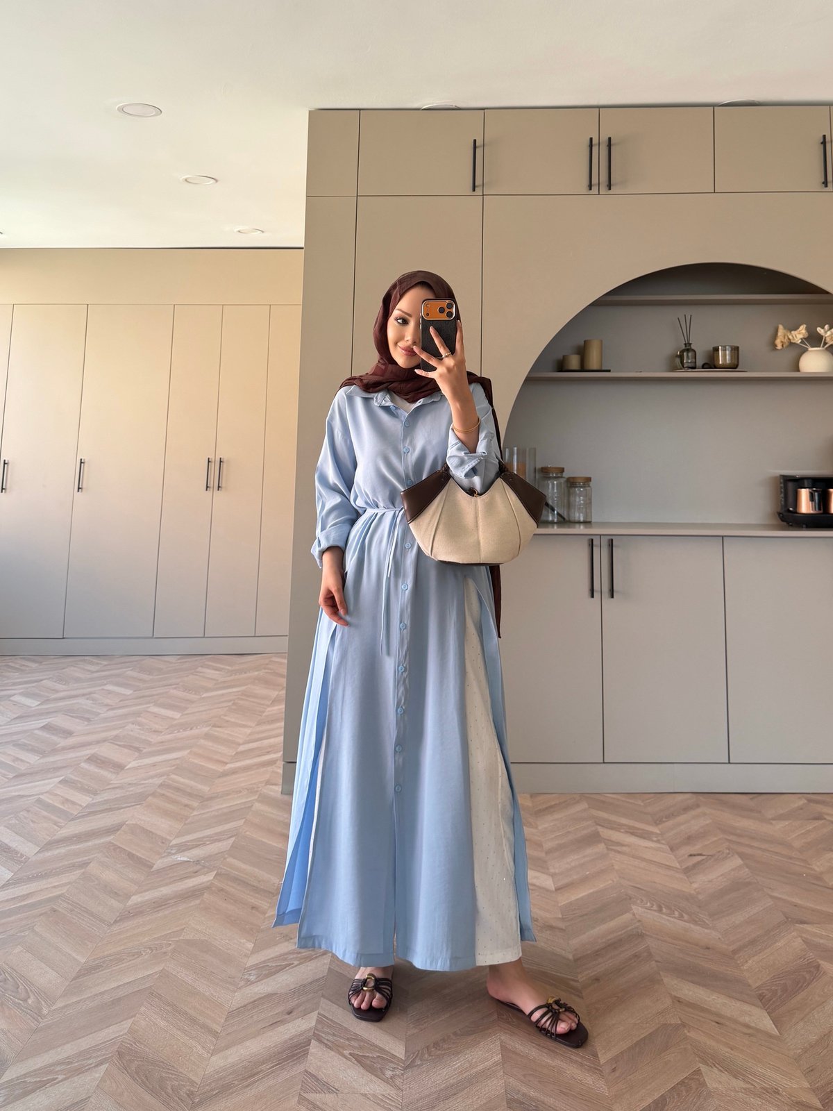 Ruiza Düğmeli Elbise\Tunik Mavi (2364)