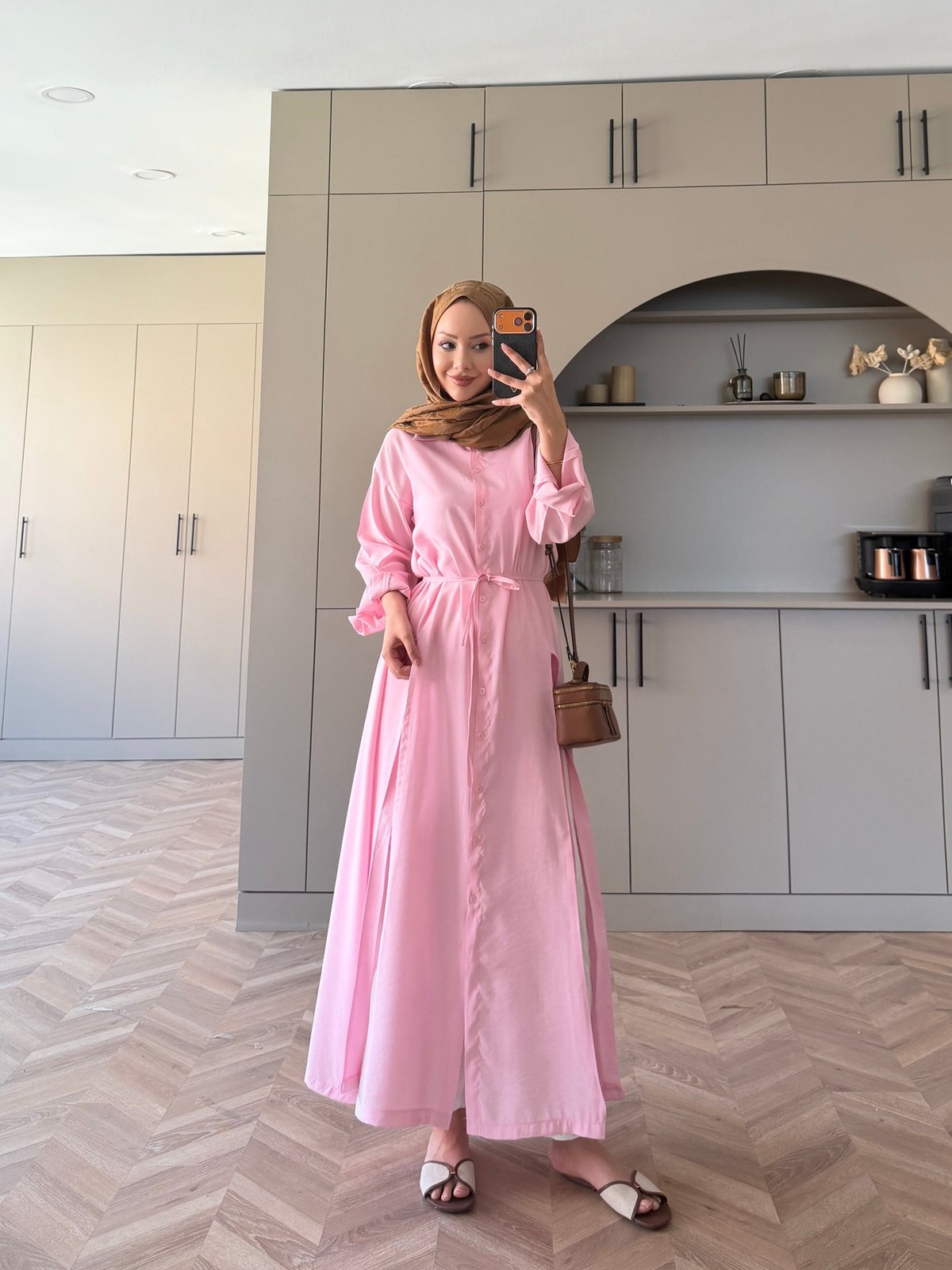 Ruiza Düğmeli Elbise\Tunik Pembe (2364)