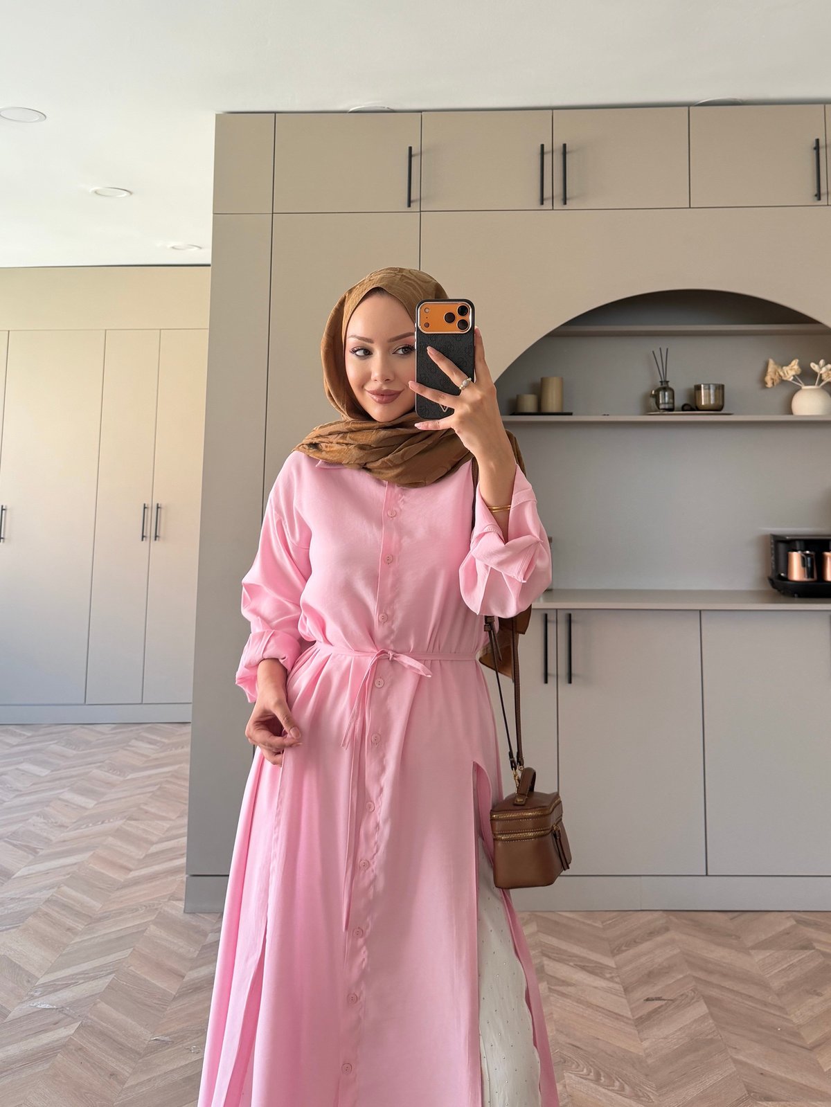 Ruiza Düğmeli Elbise\Tunik Pembe (2364)