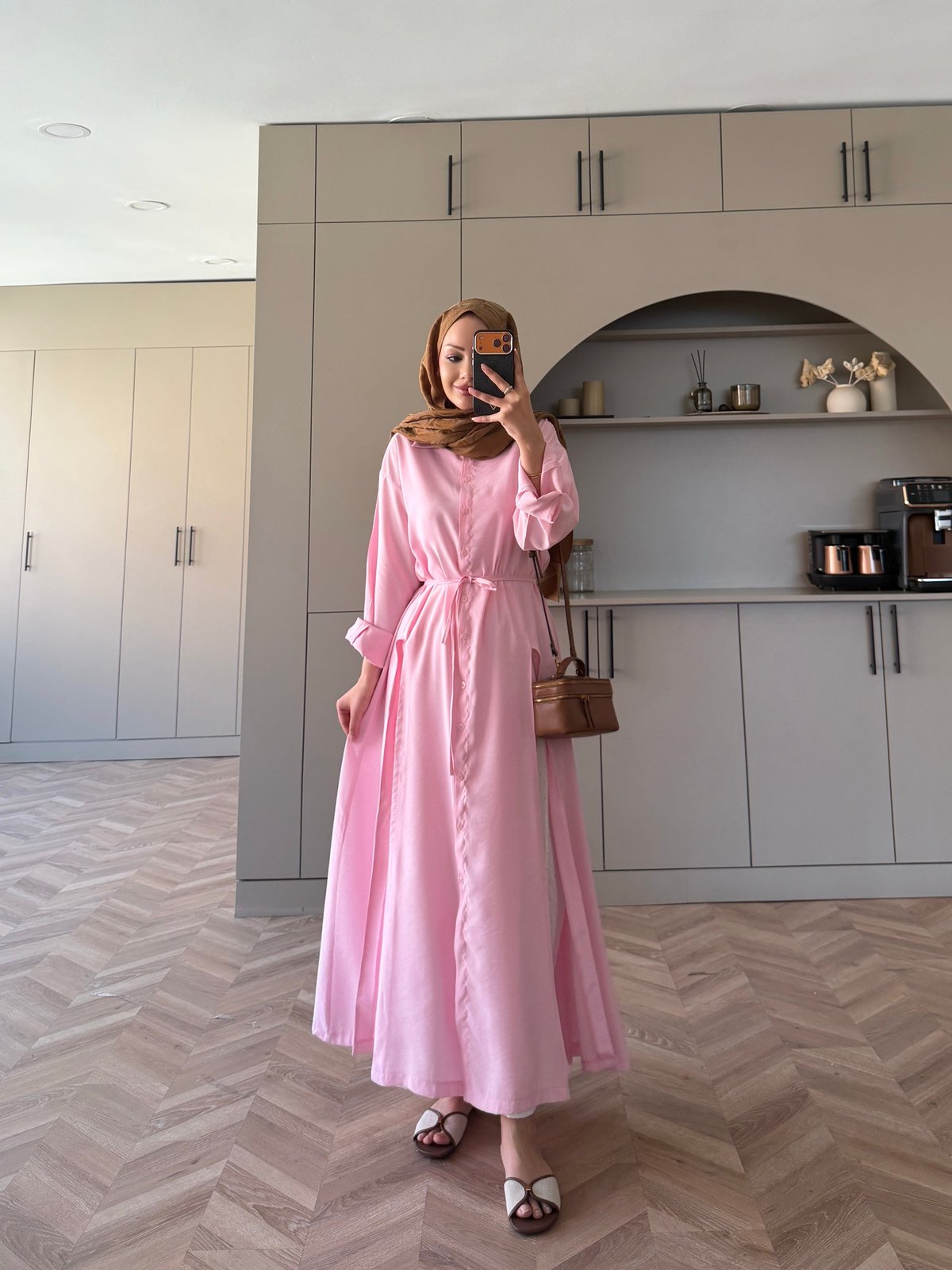 Ruiza Düğmeli Elbise\Tunik Pembe (2364)