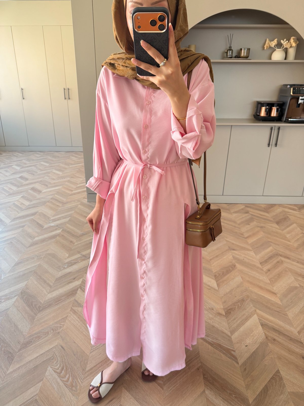 Ruiza Düğmeli Elbise\Tunik Pembe (2364)
