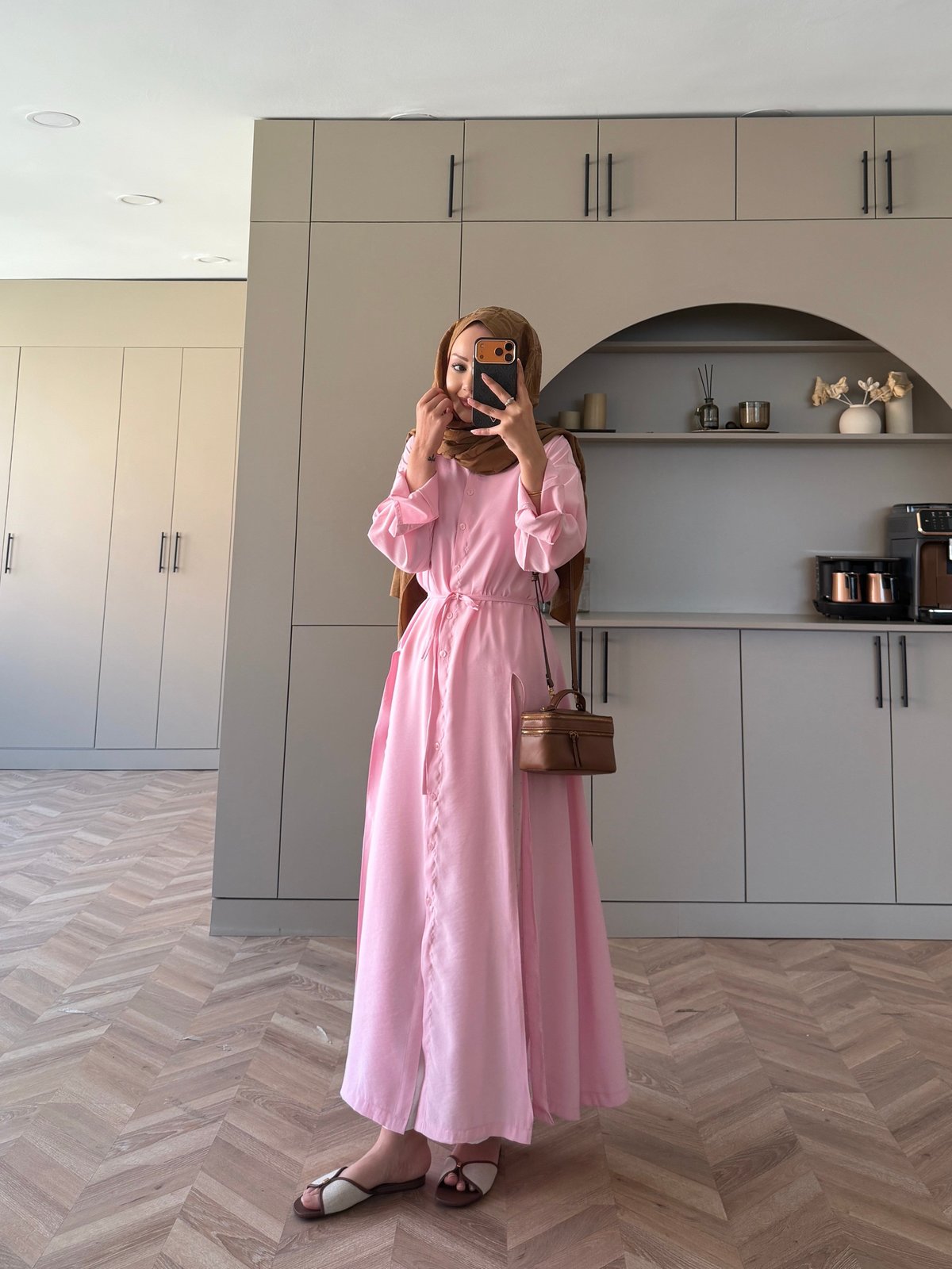 Ruiza Düğmeli Elbise\Tunik Pembe (2364)