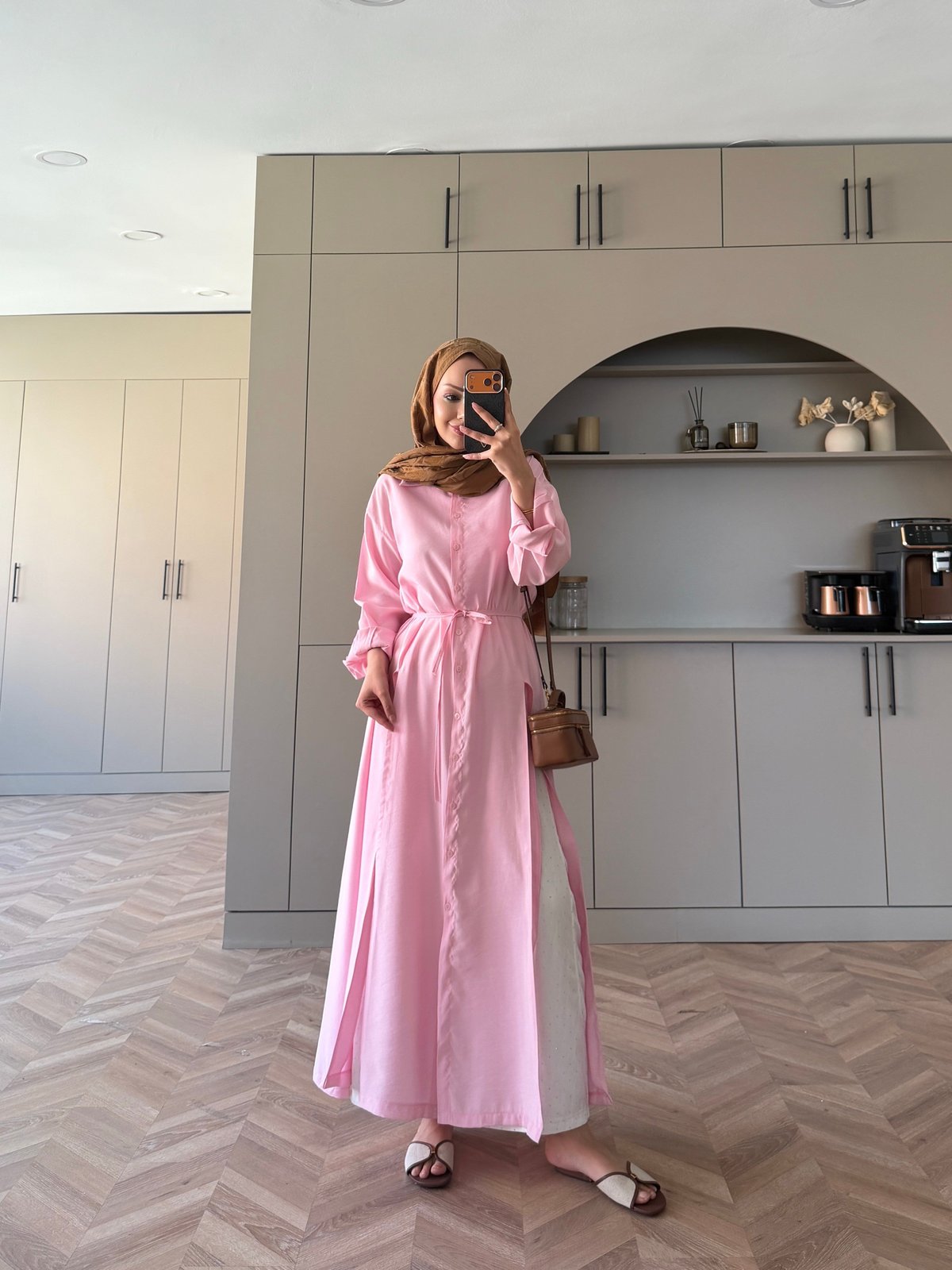 Ruiza Düğmeli Elbise\Tunik Pembe (2364)