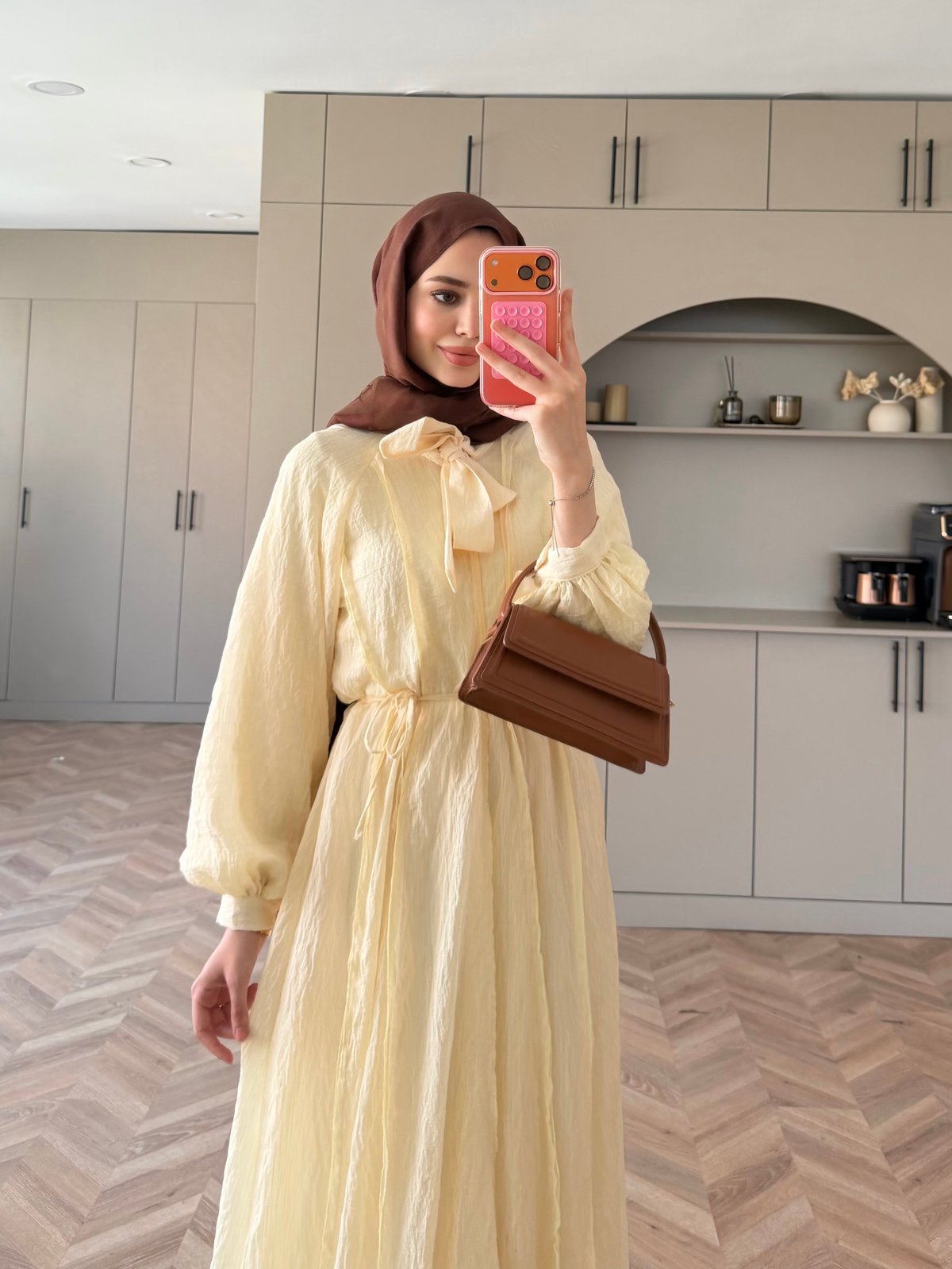 Safir Bağlama Detaylı Elbise Butteryellow (4472)