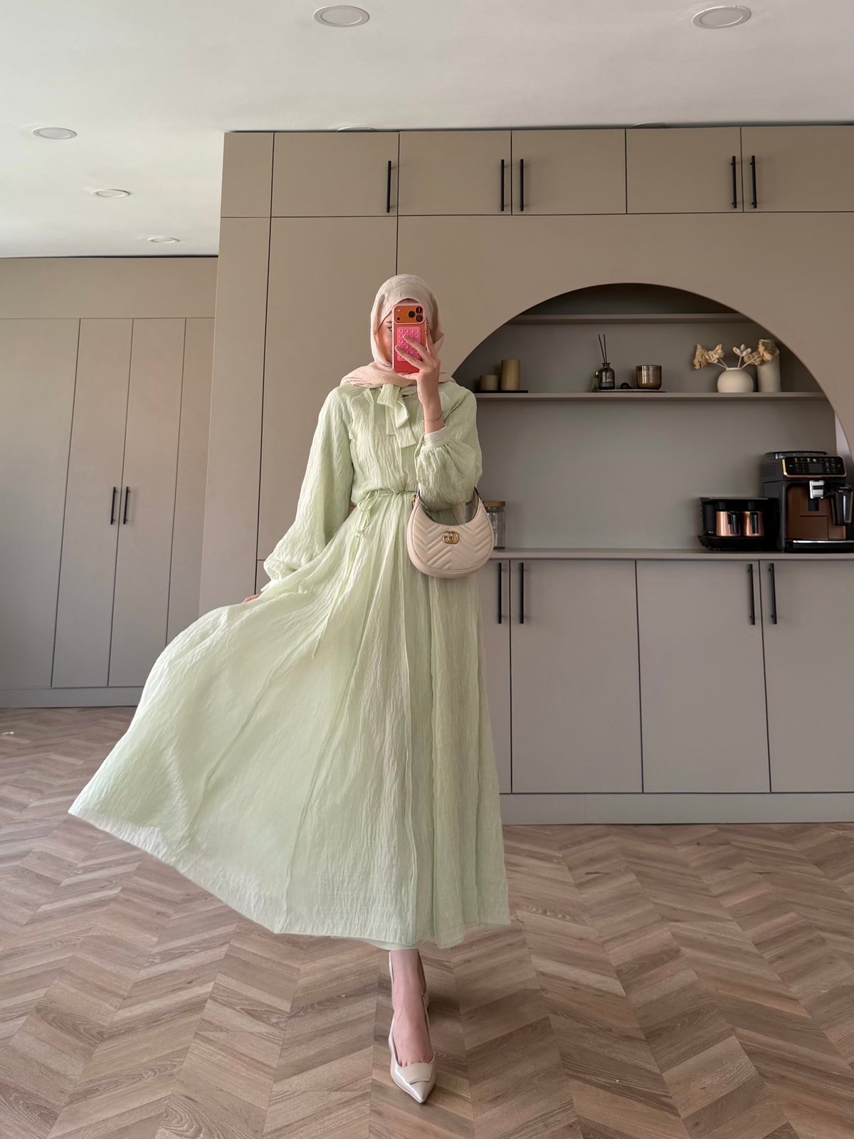 Narin Şal Detaylı Elbise Pembe (4462)