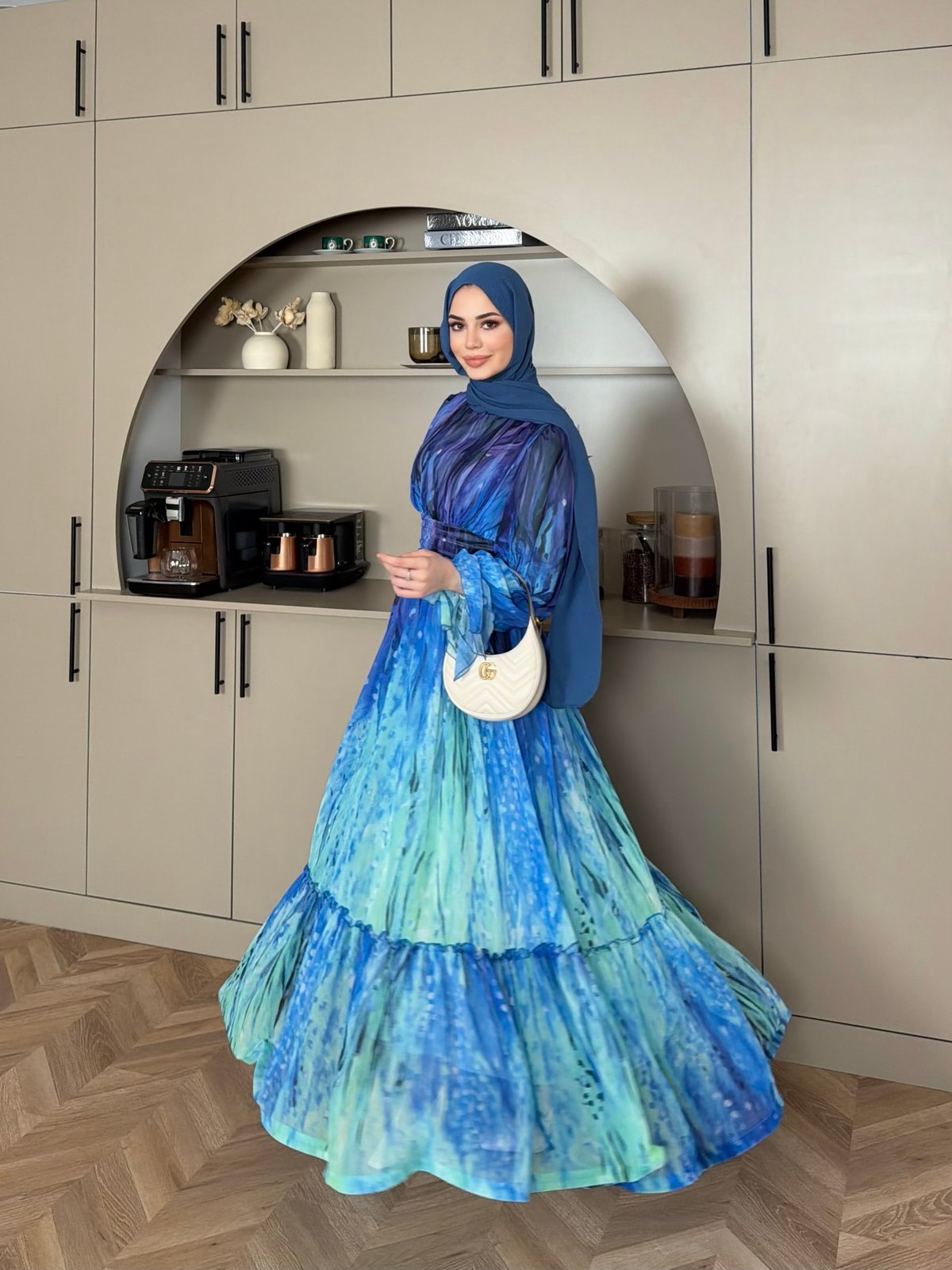 Salina Şifon Elbise Mavi (5742)