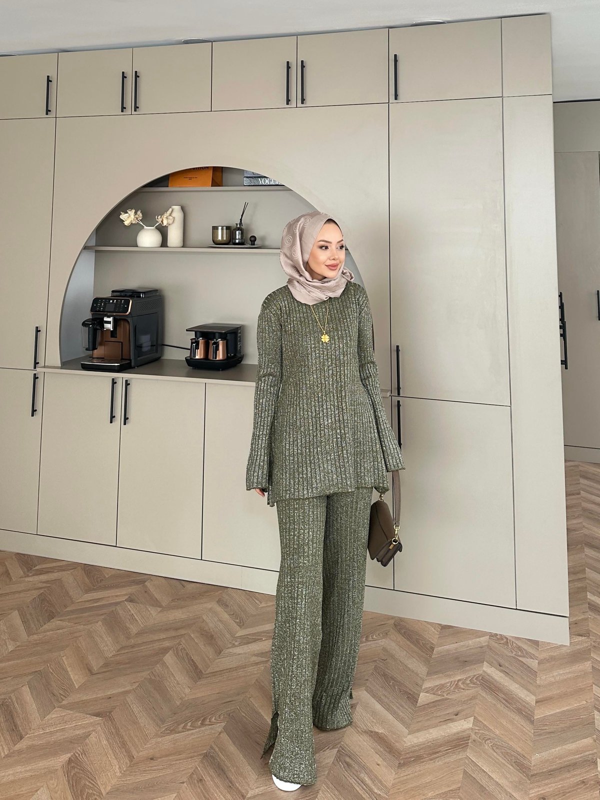 Sally Simli Triko Takım Haki