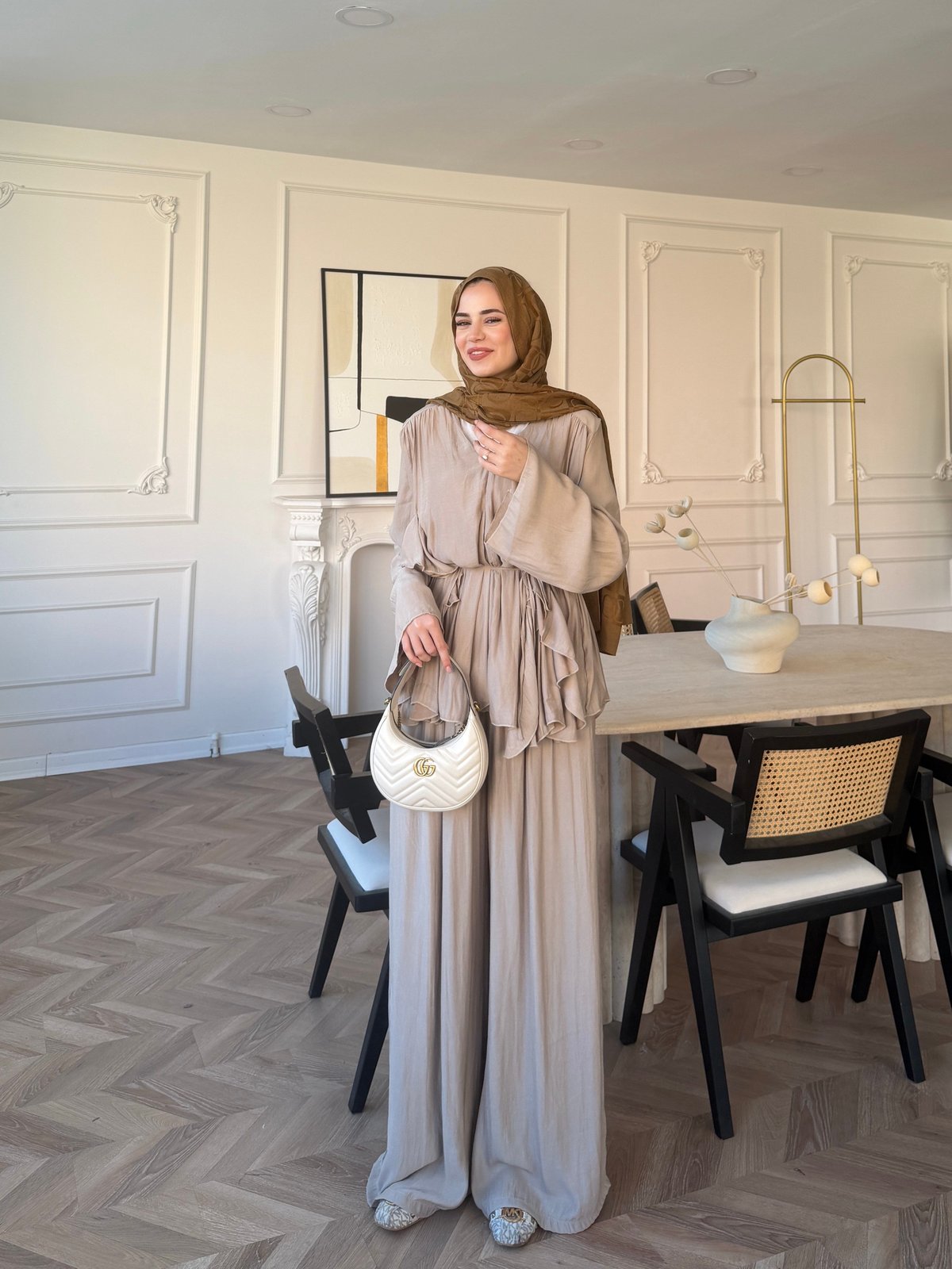 Sanche Fırfır Detaylı Pantolon Takım Bej (5812)