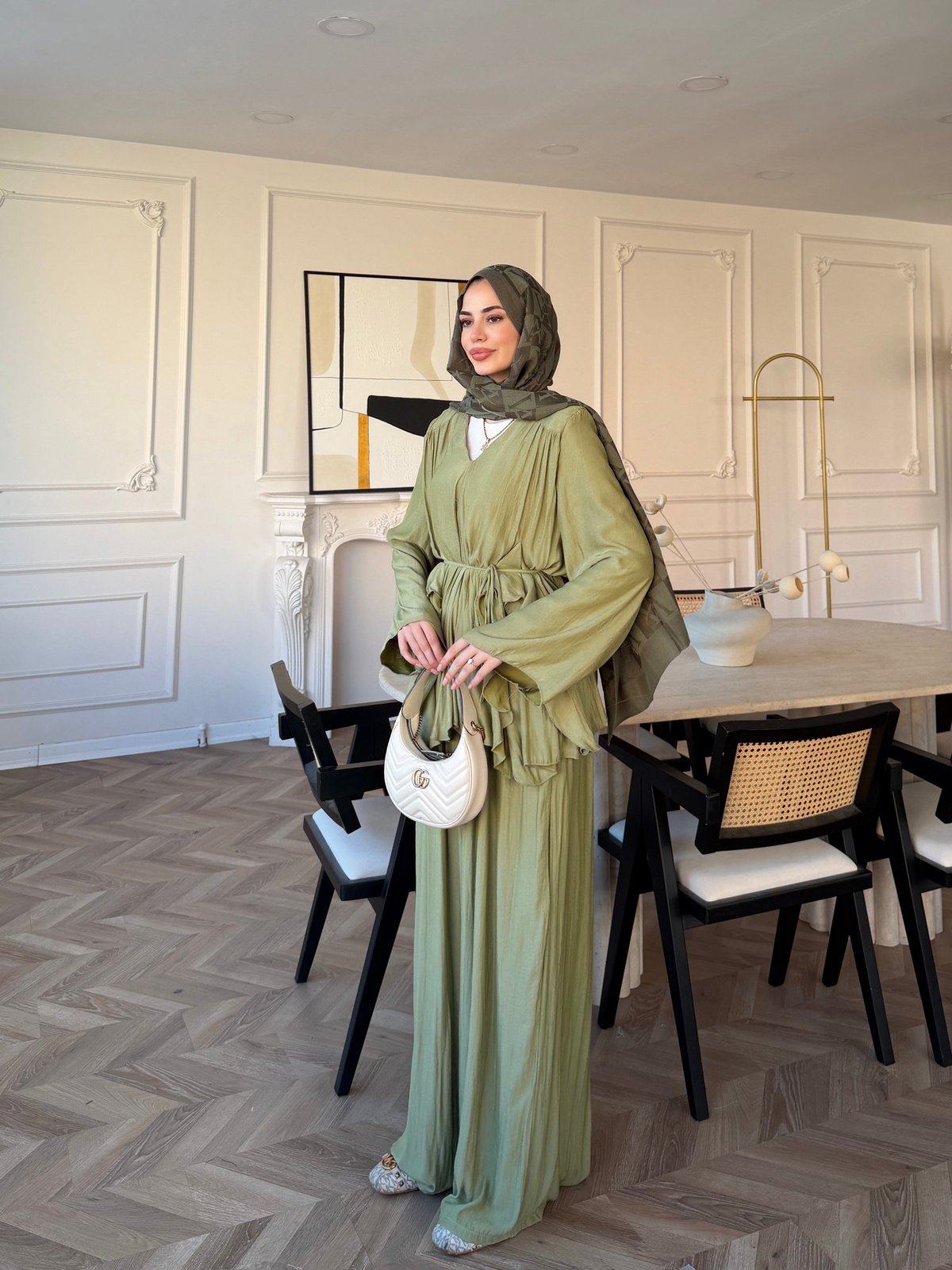 Sanche Fırfır Detaylı Pantolon Takım Çağla (5812)