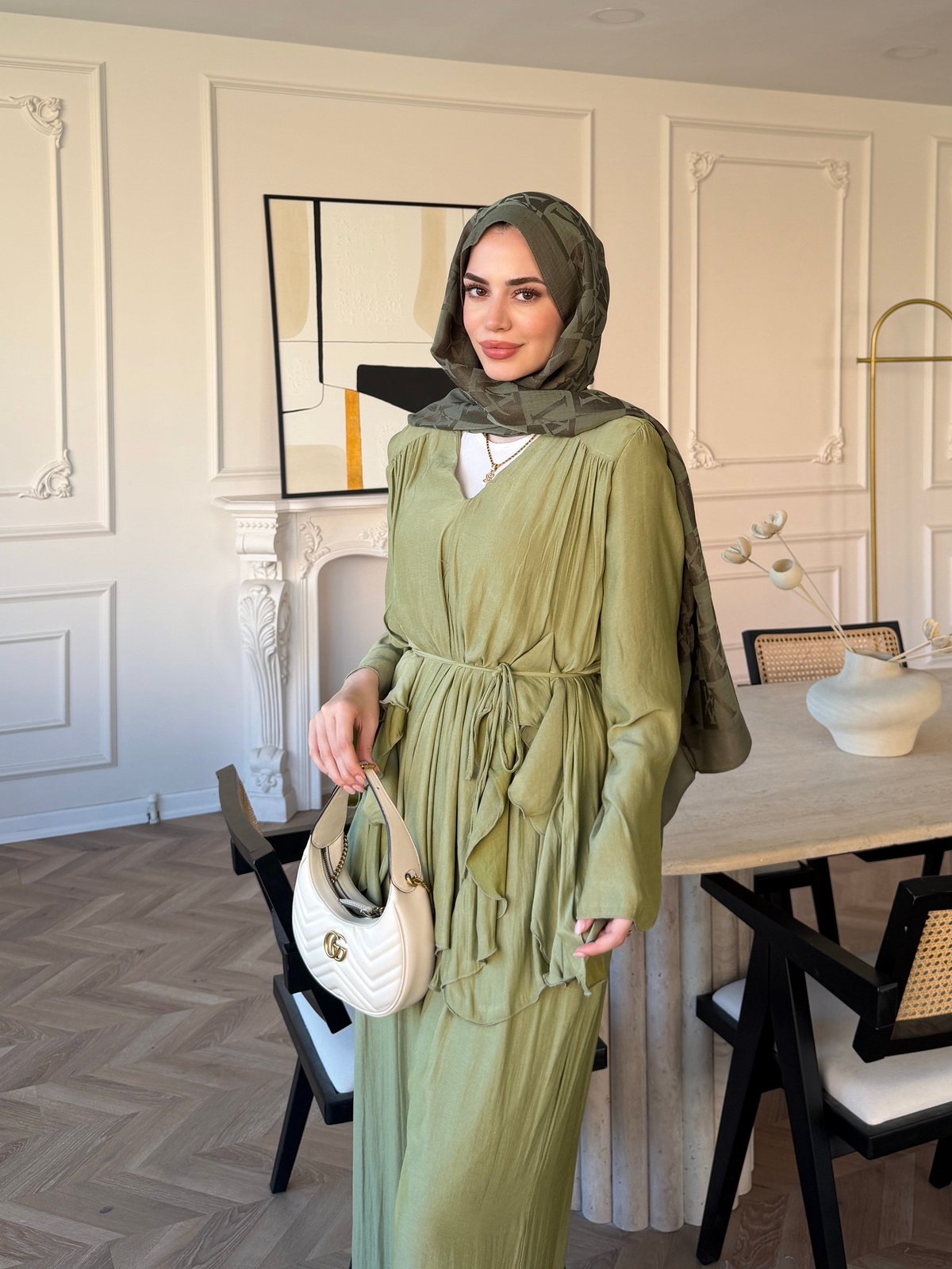 Sanche Fırfır Detaylı Pantolon Takım Çağla (5812)