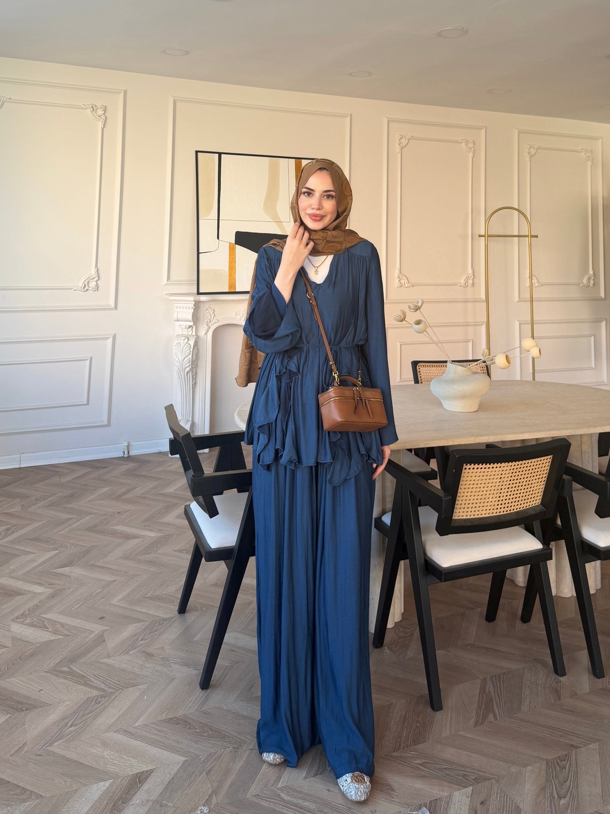 Sanche Fırfır Detaylı Pantolon Takım Lacivert (5812)