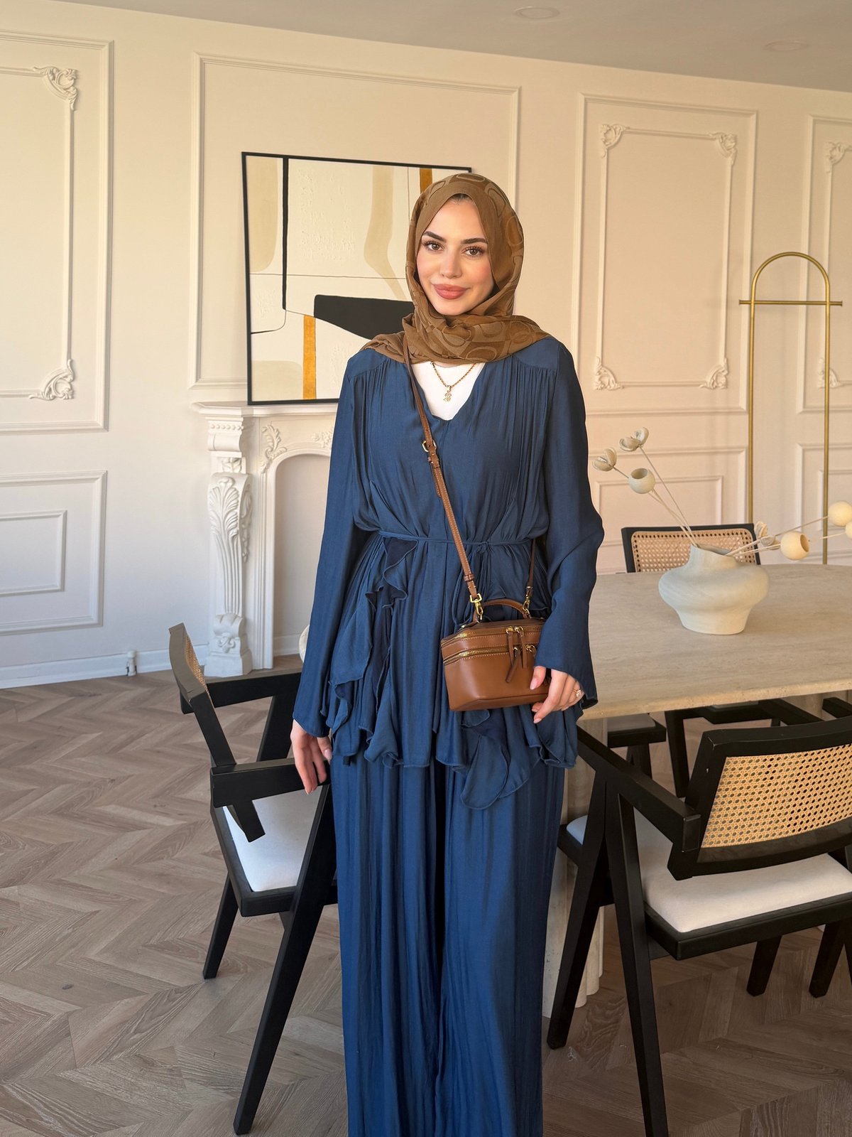 Sanche Fırfır Detaylı Pantolon Takım Lacivert (5812)