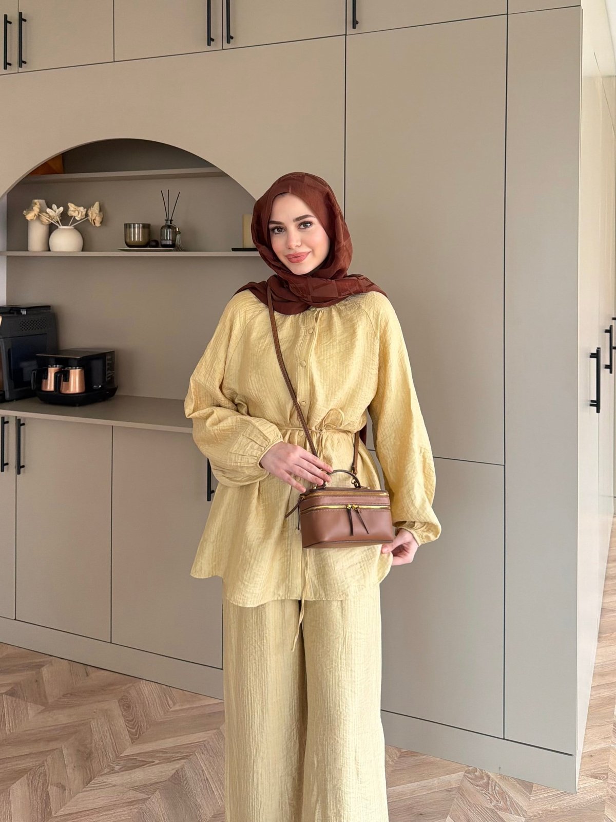 Santa Düğmeli Pantolon Takım ButterYellow (2357)