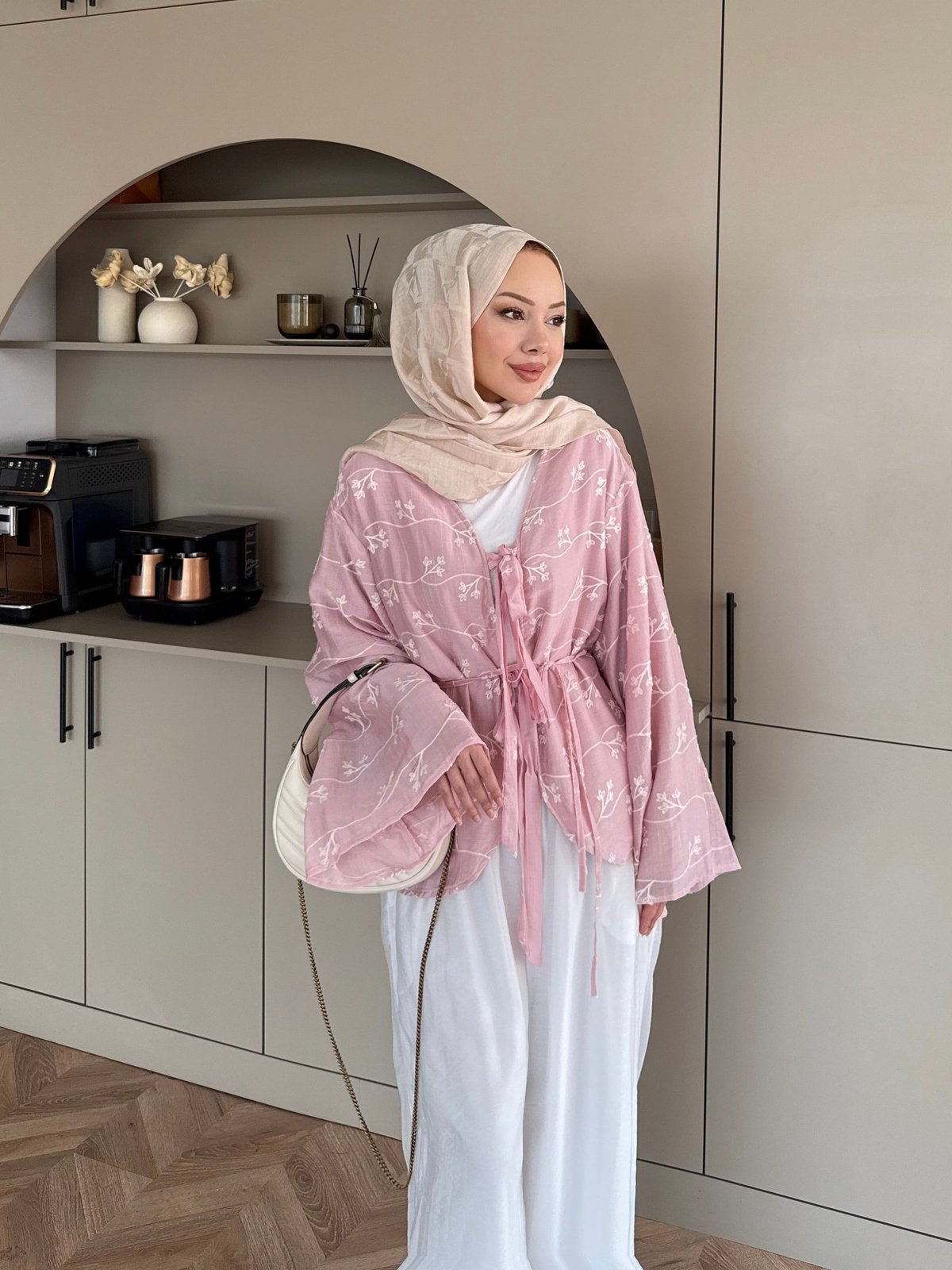 Santorini Nakışlı Pantolon Takım Pembe (5809)