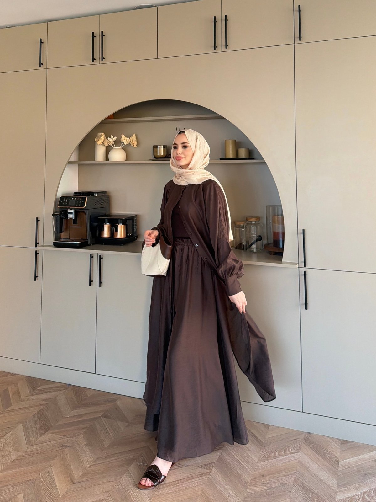 Sarnıç Yarasa Kol Pantolonlu Takım Kahve (2417)