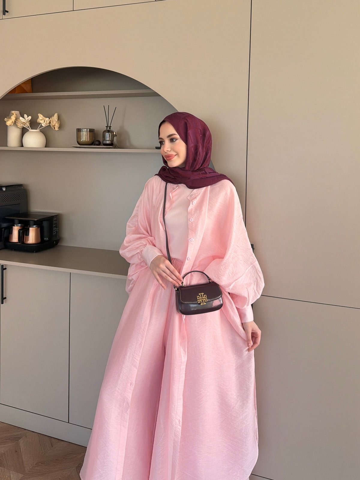 Sarnıç Yarasa Kol Pantolonlu Takım Pembe (2417)