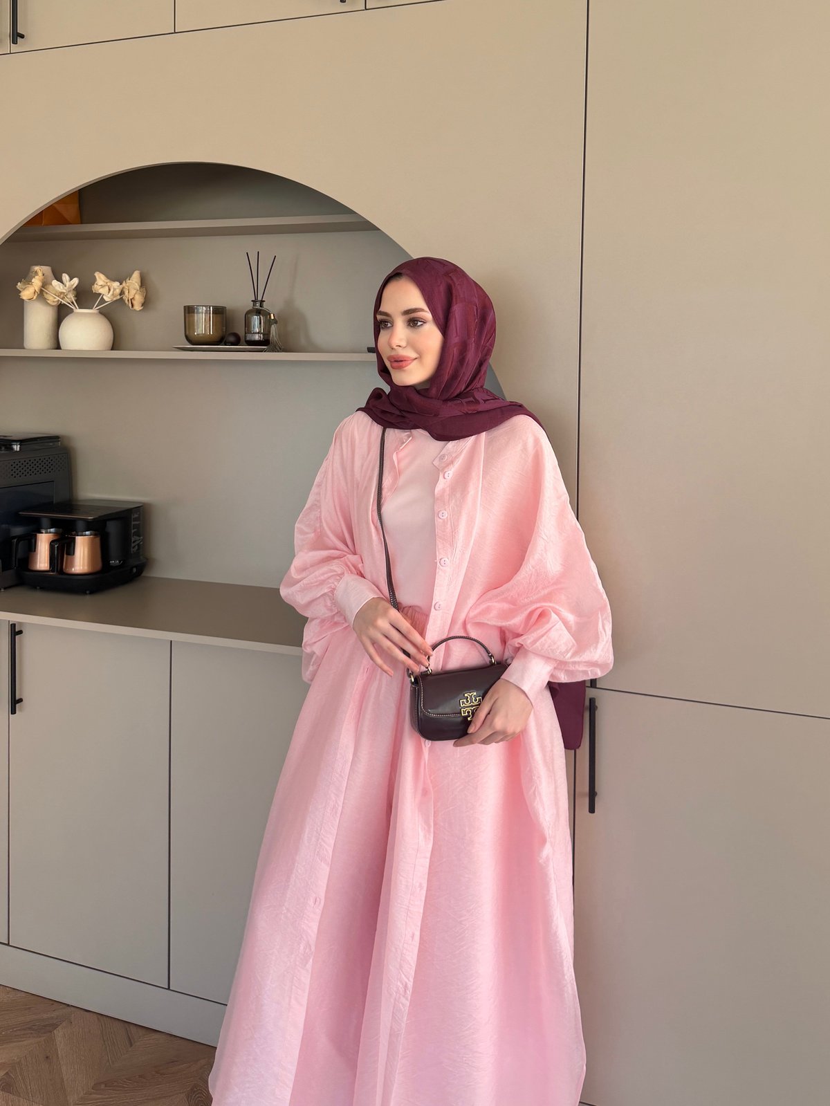 Sarnıç Yarasa Kol Pantolonlu Takım Pembe (2417)