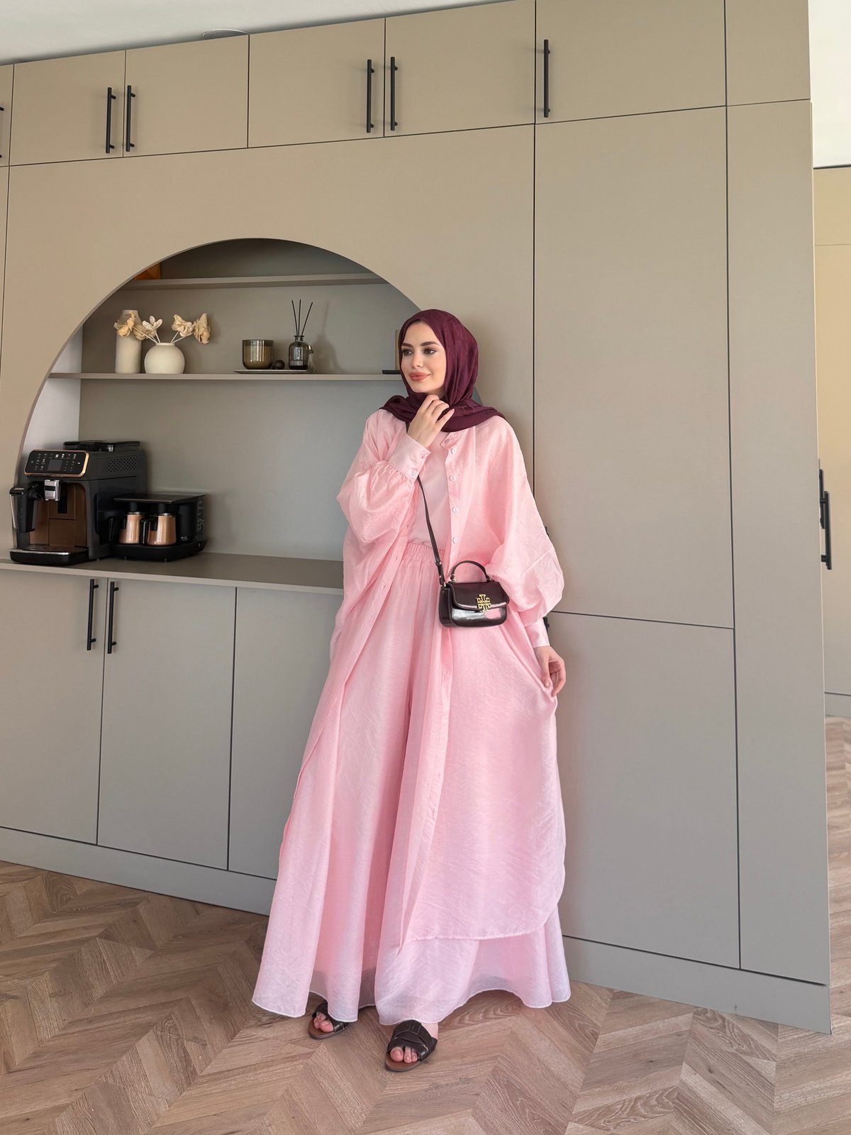 Sarnıç Yarasa Kol Pantolonlu Takım Pembe (2417)