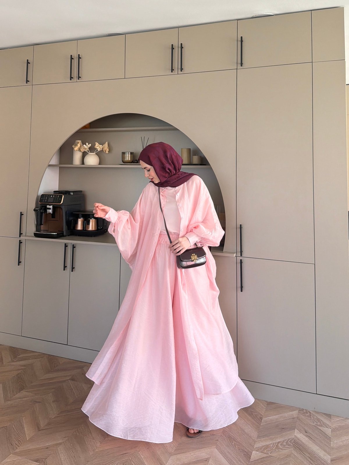 Sarnıç Yarasa Kol Pantolonlu Takım Pembe (2417)