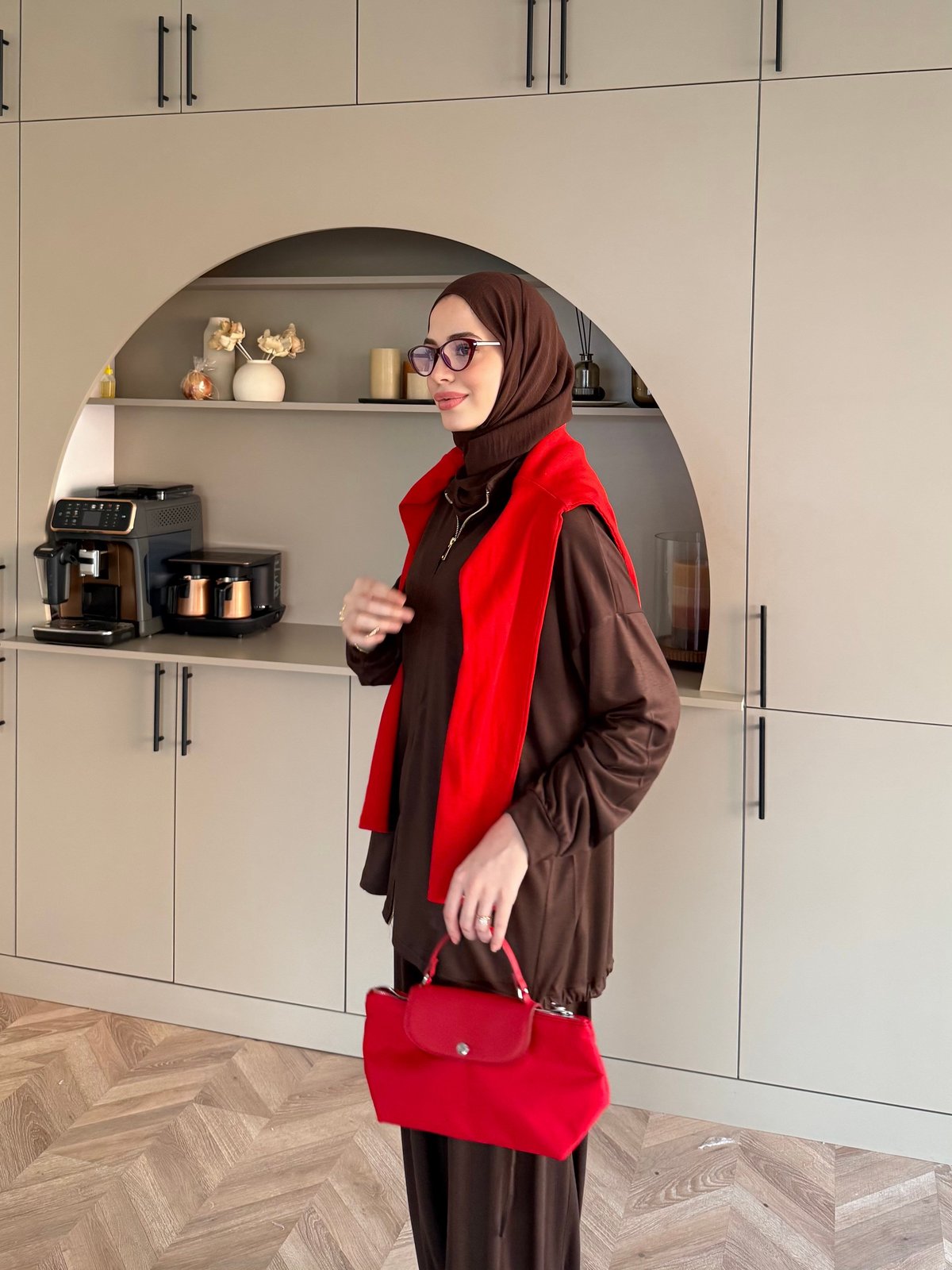 Sera Büzgülü Oysh Pantolonlu Takım Kahve (2371)