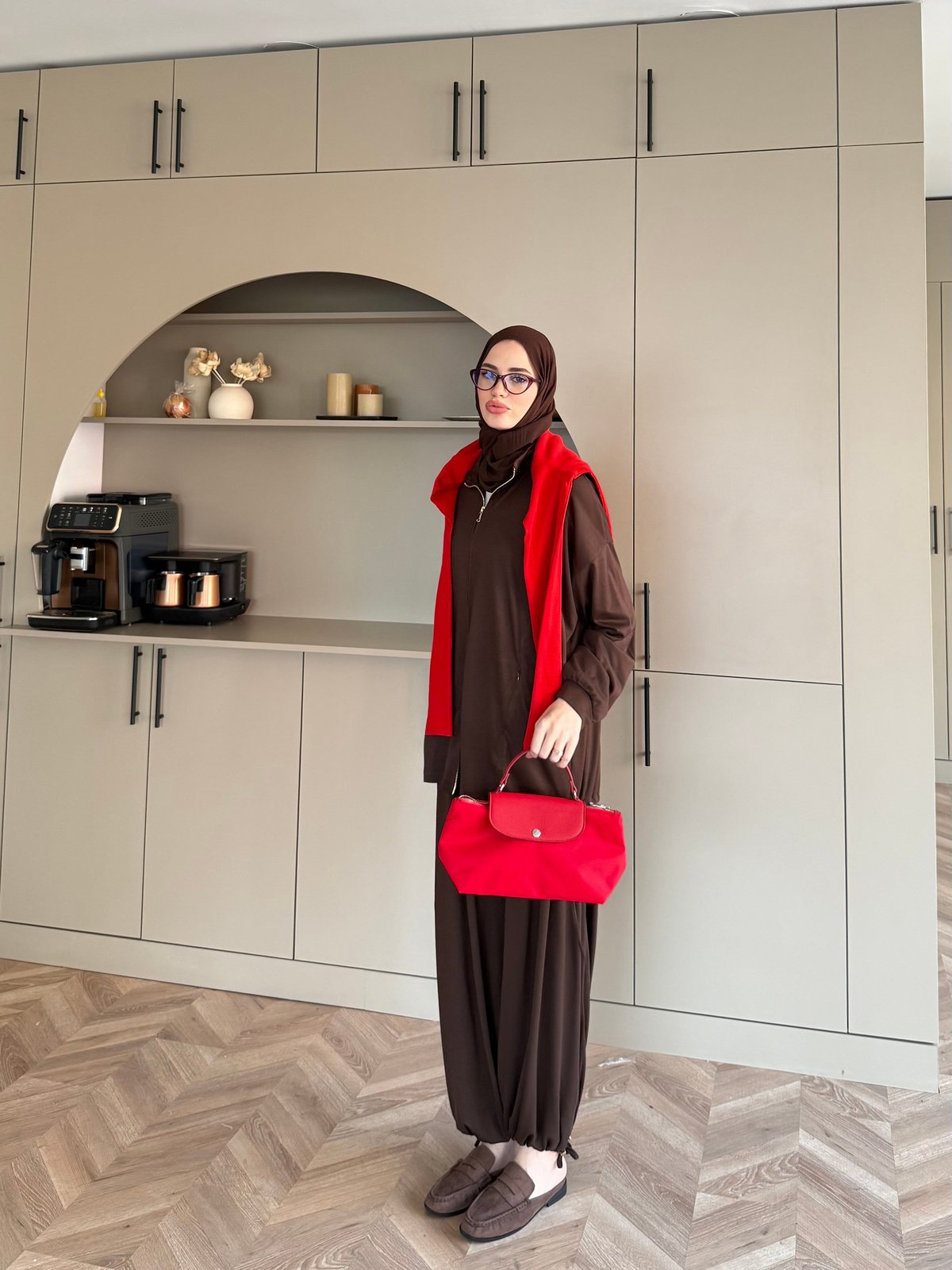 Sera Büzgülü Oysh Pantolonlu Takım Kahve (2371)
