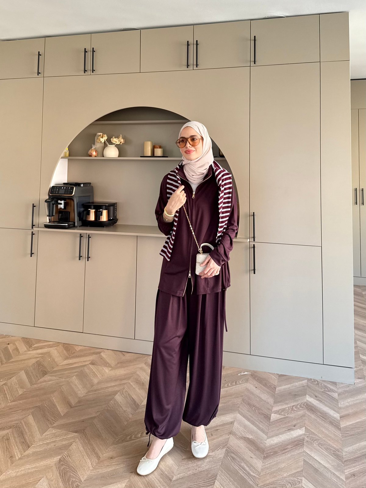 Sera Büzgülü Oysh Pantolonlu Takım Mürdüm (2371)