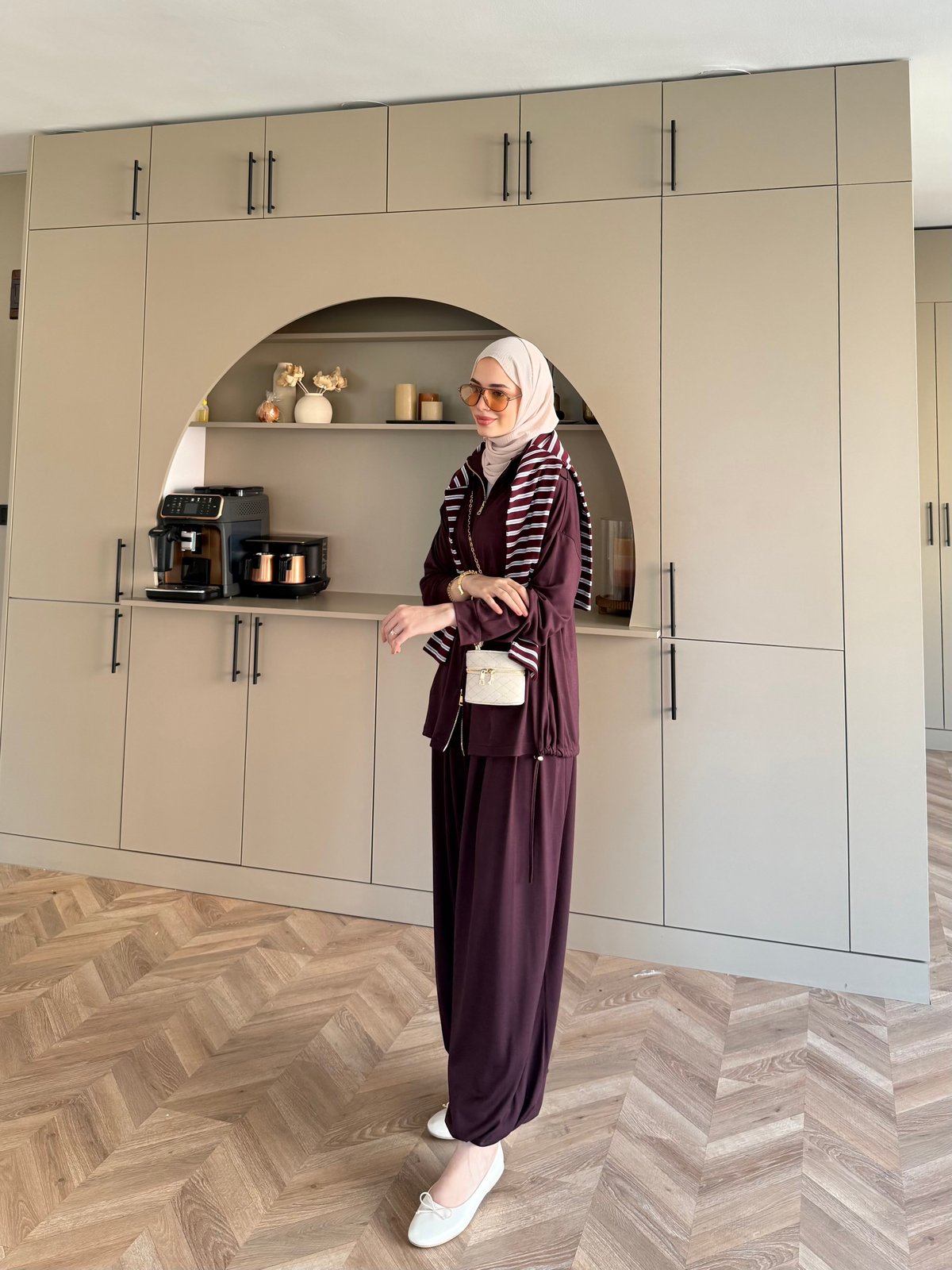 Sera Büzgülü Oysh Pantolonlu Takım Mürdüm (2371)