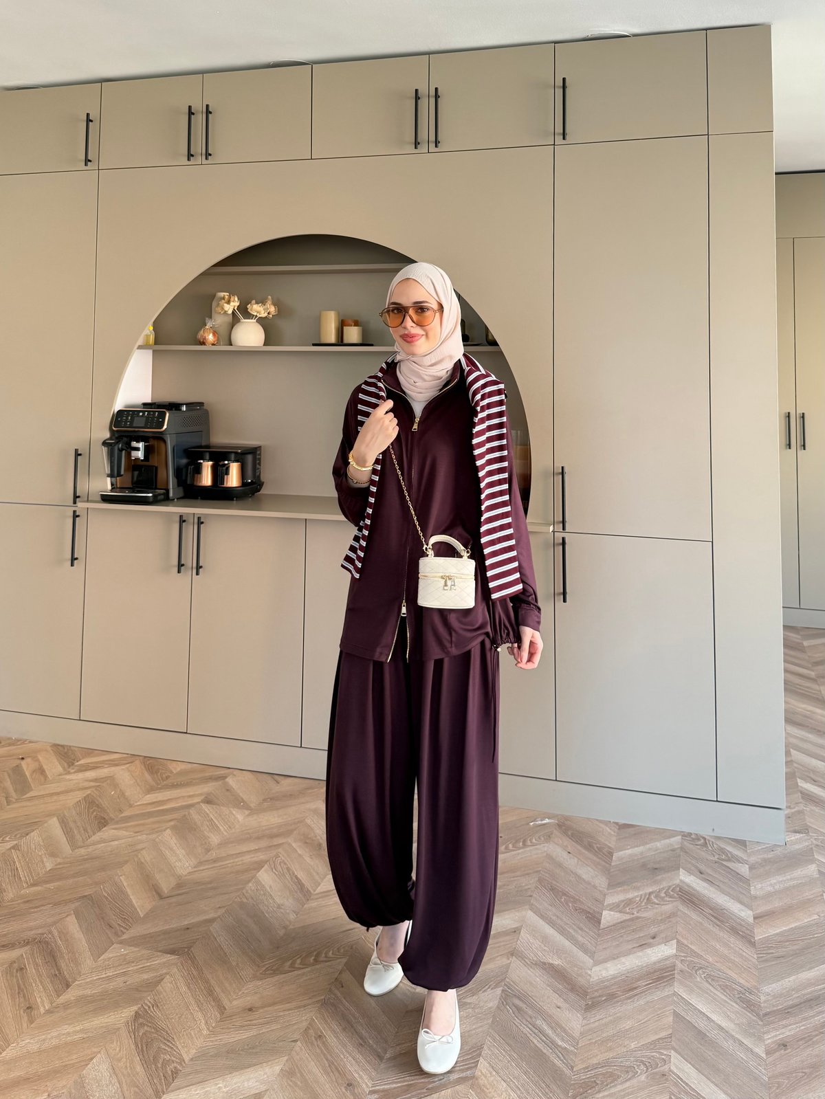 Sera Büzgülü Oysh Pantolonlu Takım Mürdüm (2371)