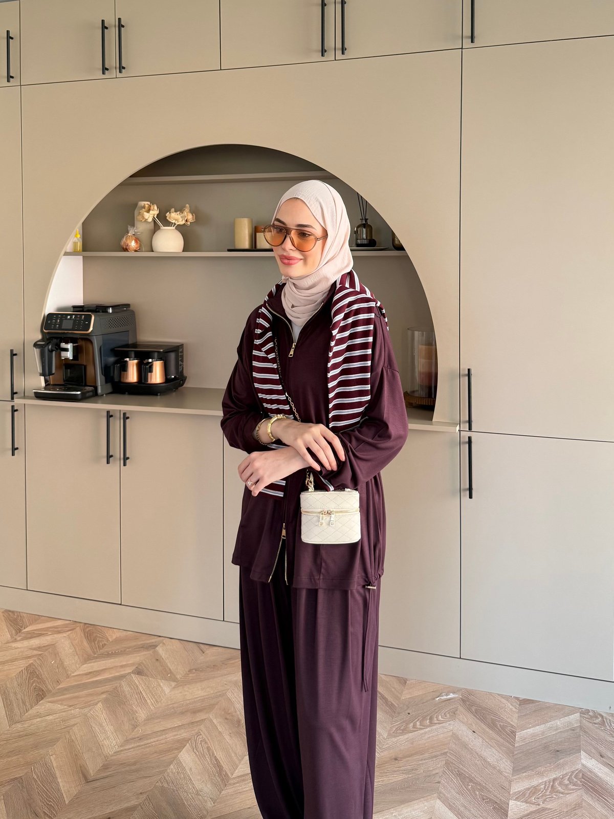 Sera Büzgülü Oysh Pantolonlu Takım Mürdüm (2371)
