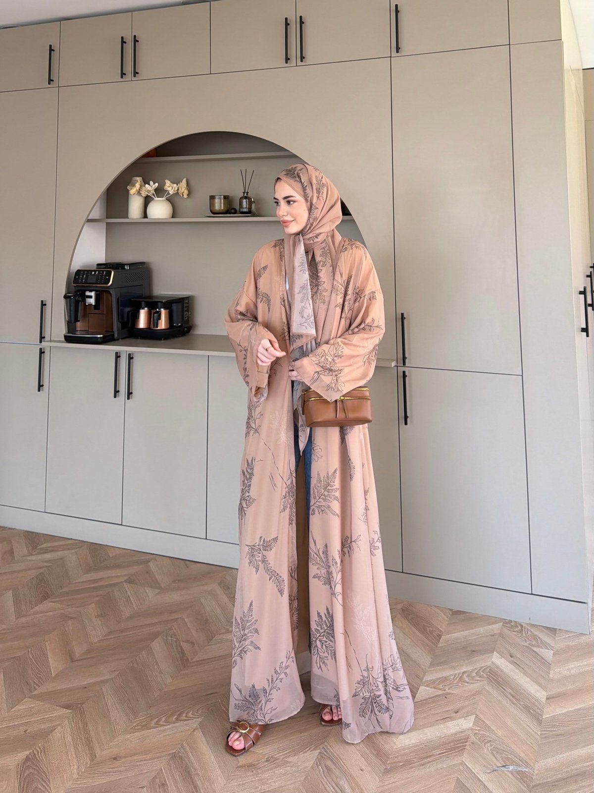 Sharm Şallı Kimono/Abaya Camel (708)