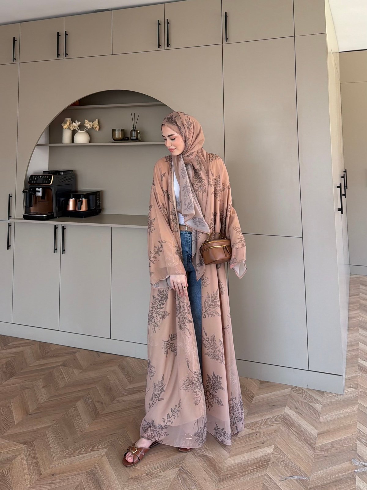 Sharm Şallı Kimono/Abaya Camel (708)