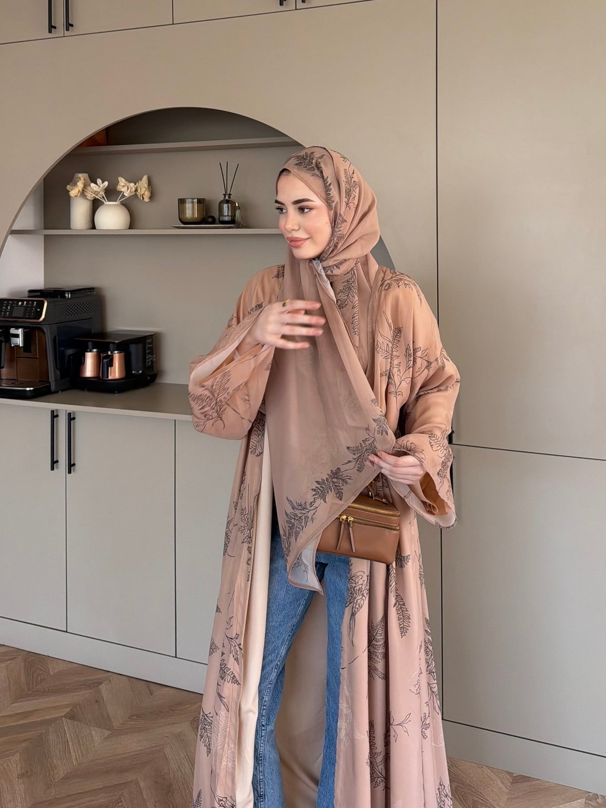 Sharm Şallı Kimono/Abaya Camel (708)