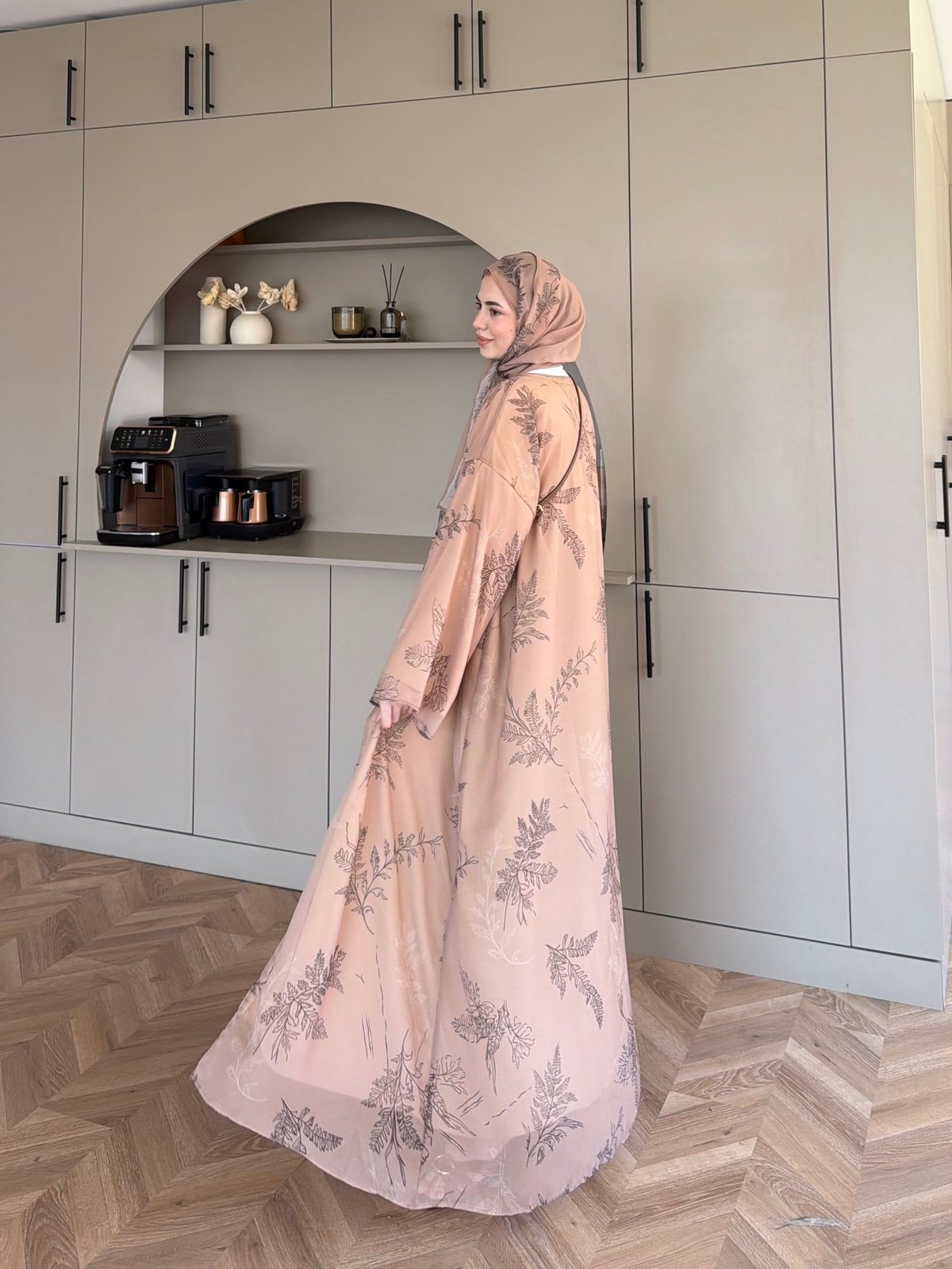 Sharm Şallı Kimono/Abaya Camel (708)