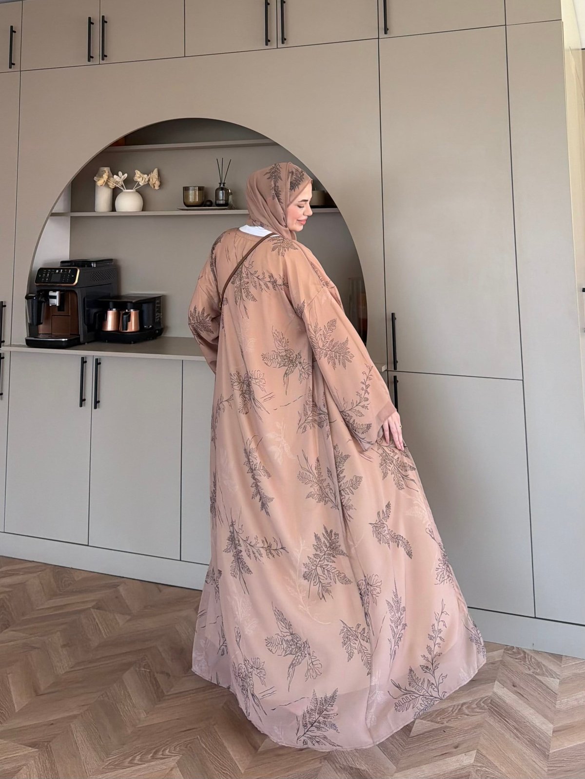 Sharm Şallı Kimono/Abaya Camel (708)