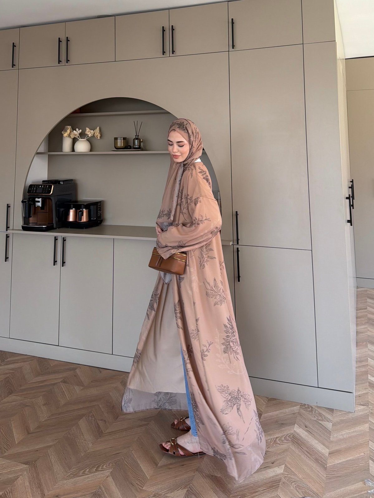 Sharm Şallı Kimono/Abaya Camel (708)