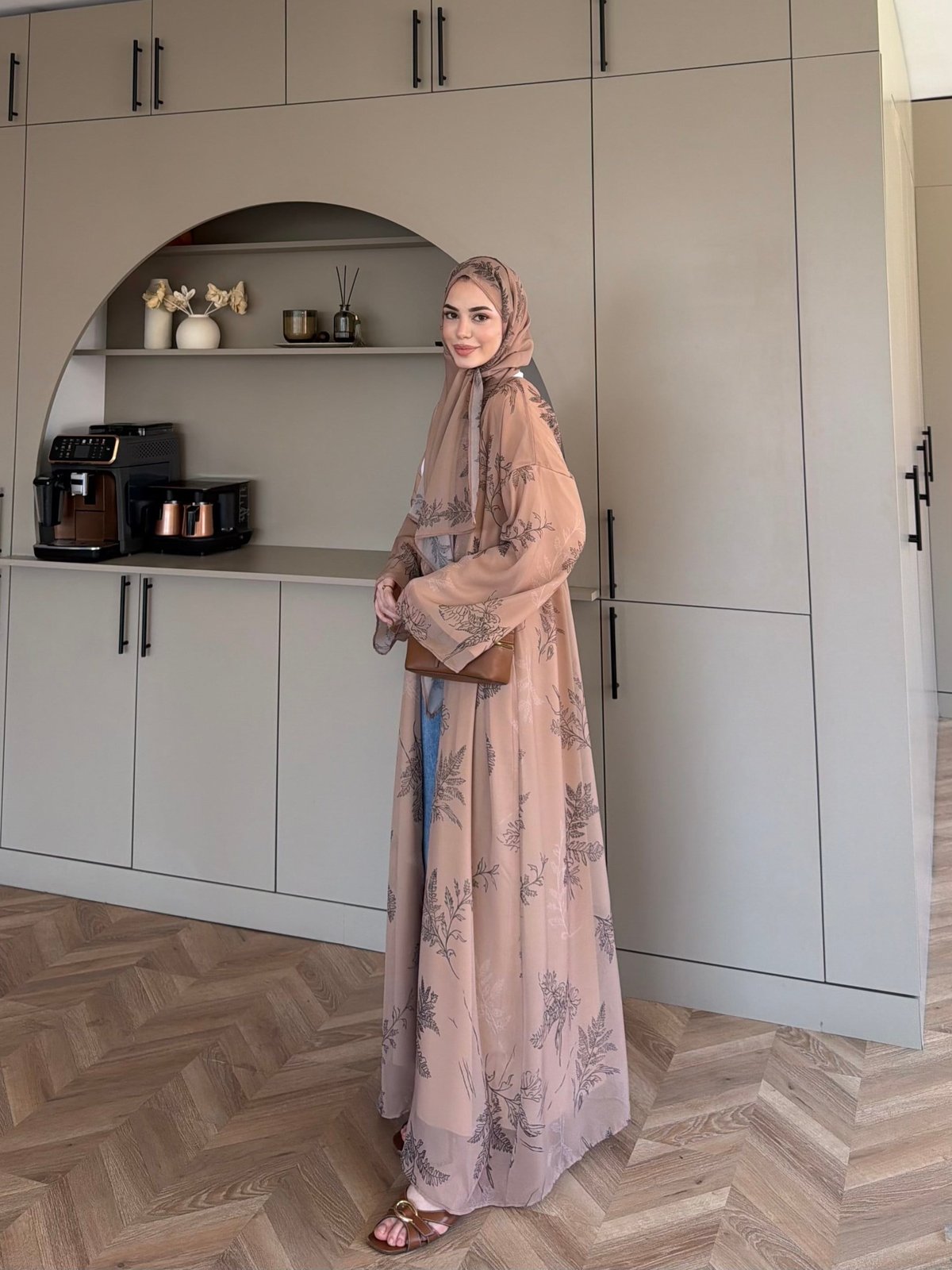 Sharm Şallı Kimono/Abaya Camel (708)