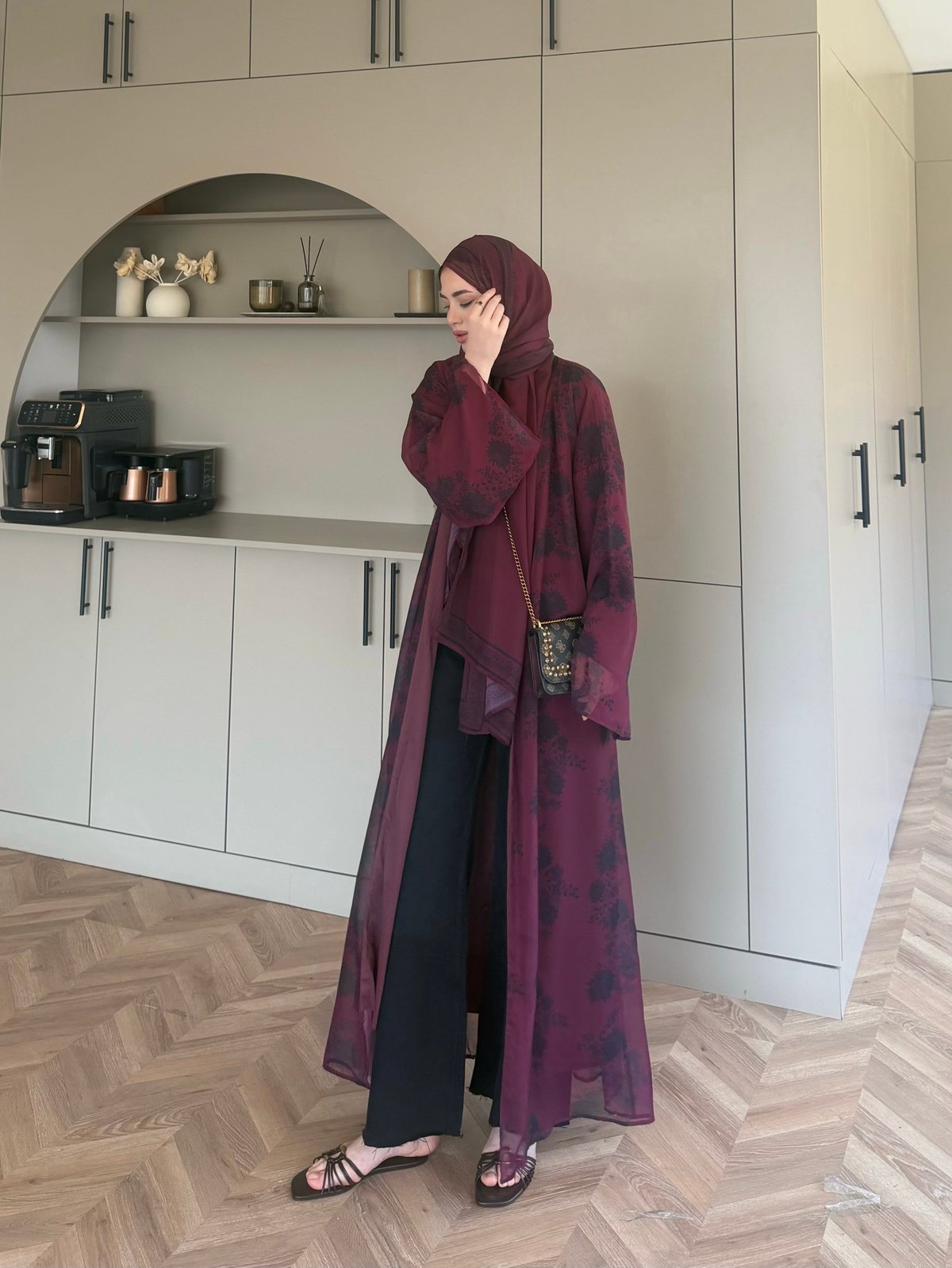 Sharm Şallı Kimono/Abaya Mürdüm (708)