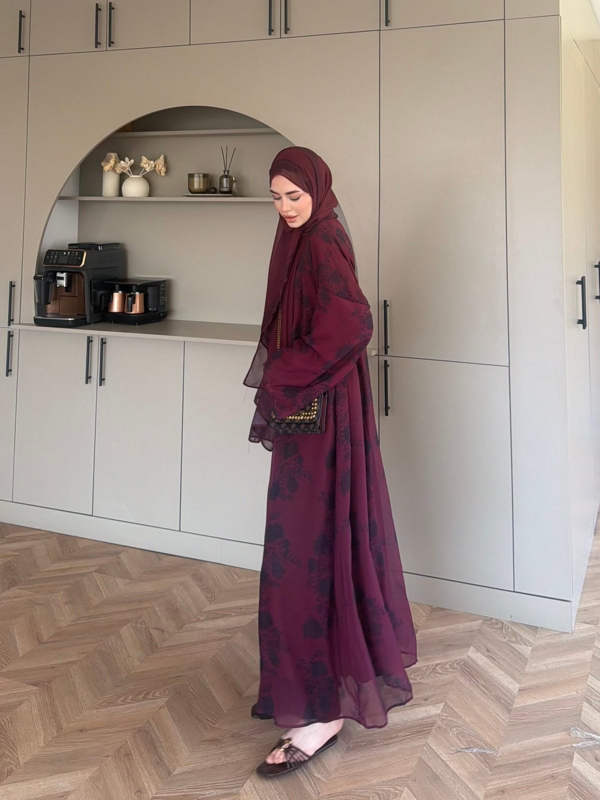 Sharm Şallı Kimono/Abaya Mürdüm (708)