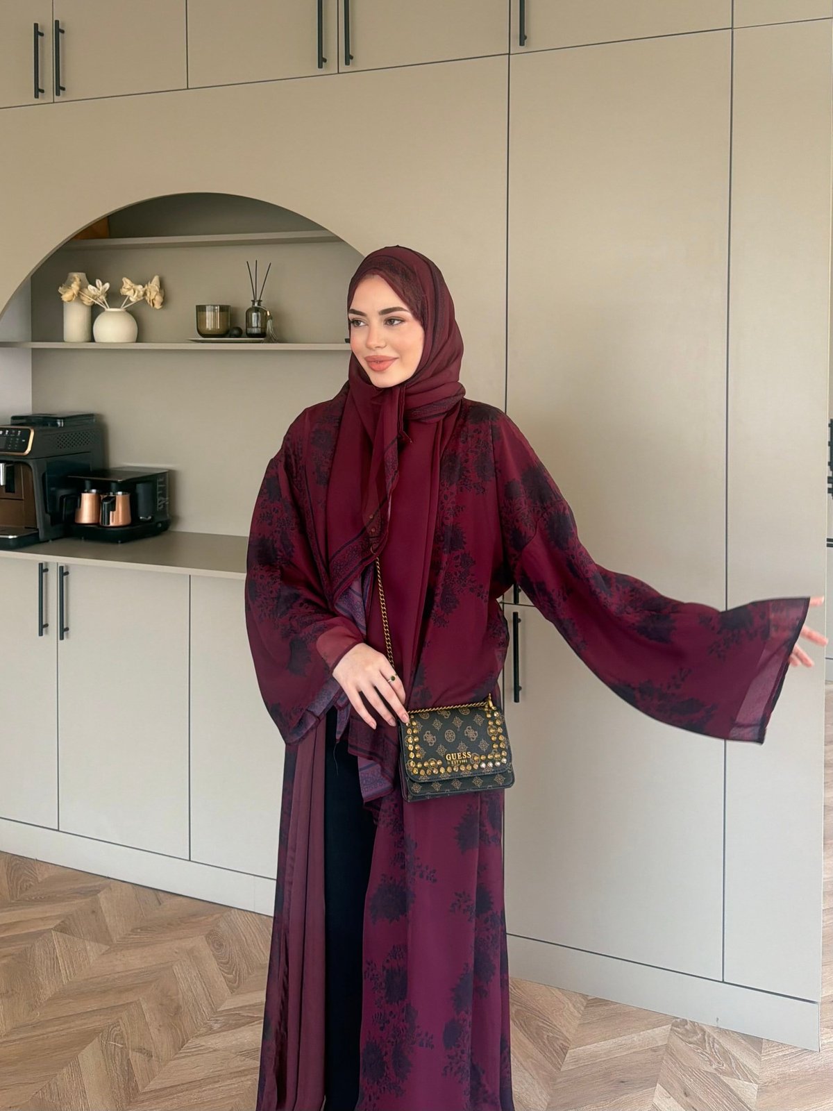 Sharm Şallı Kimono/Abaya Mürdüm (708)
