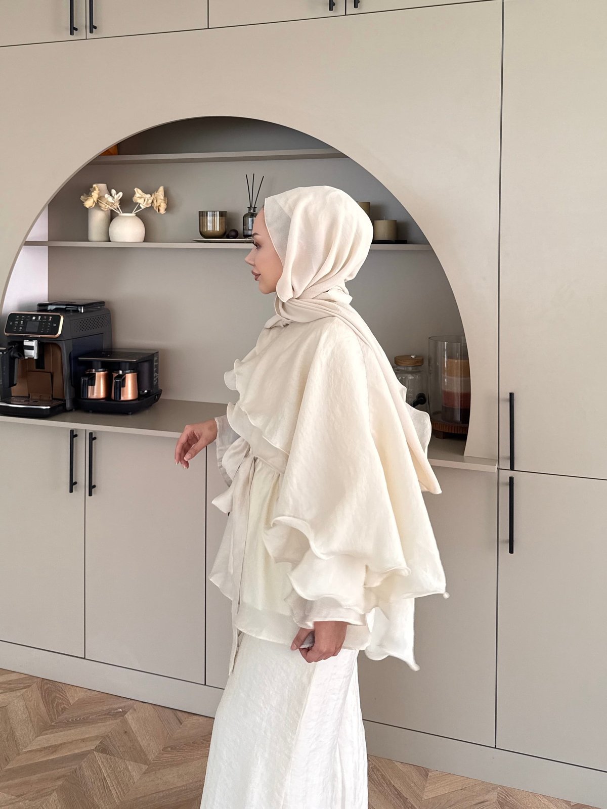 Shırley Fırfırlı Pantolonlu Takım Bej (8615)
