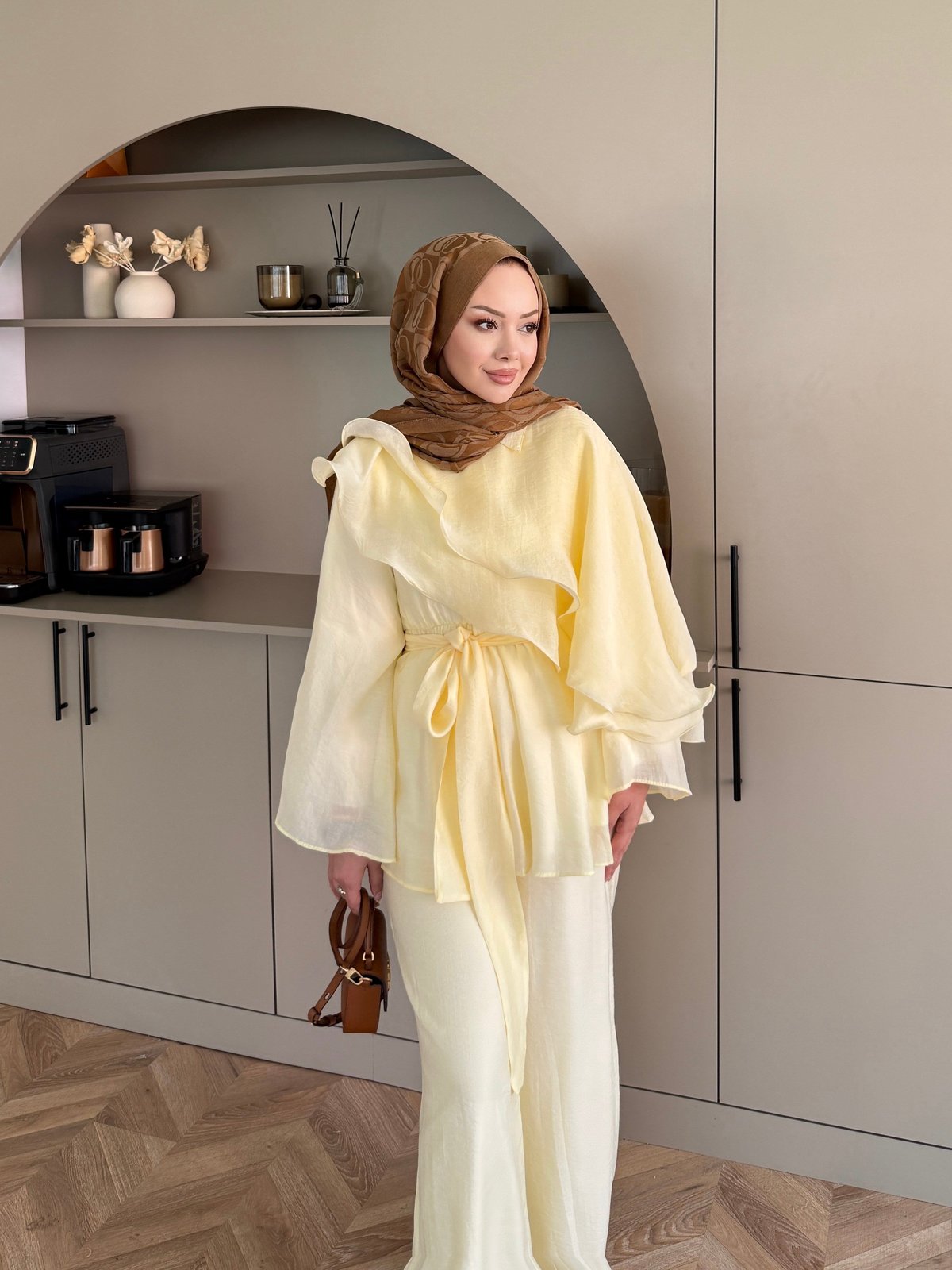 Shirley Fırfırlı Pantolonlu Takım Butteryellow (8615)