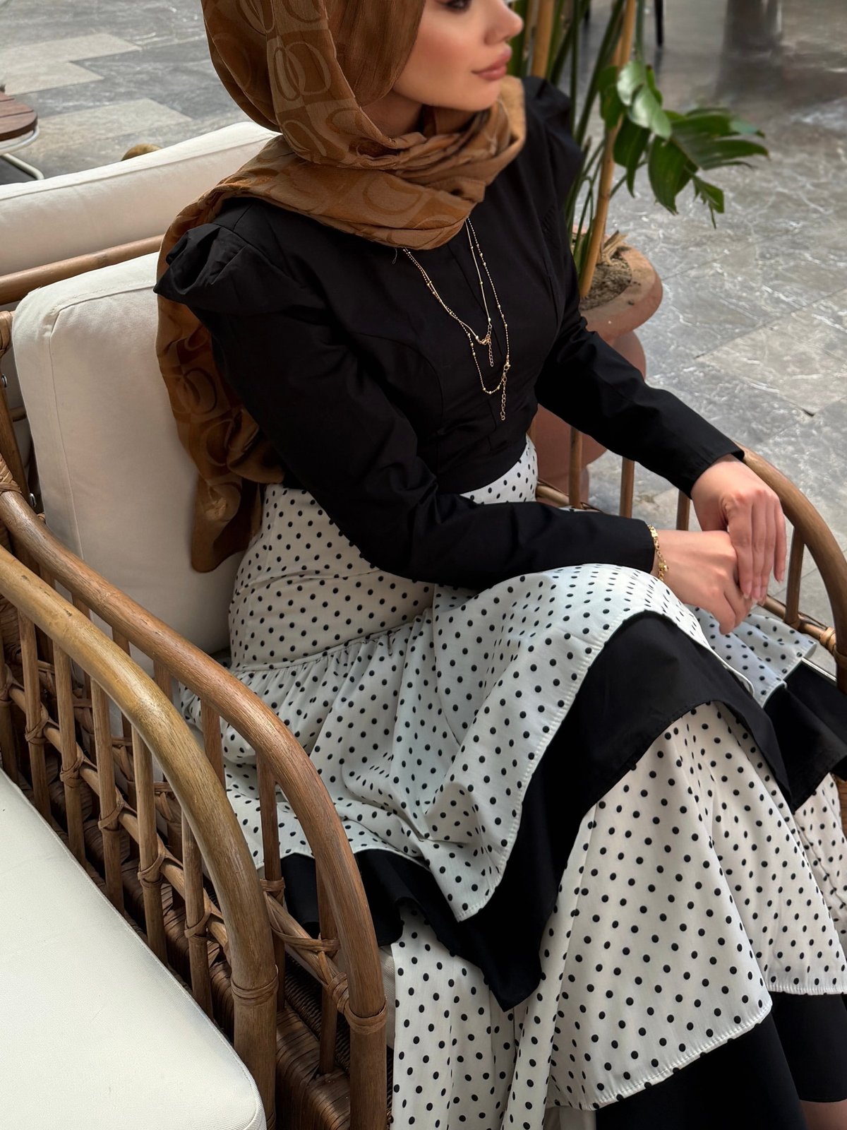 Signa Puantiyeli Etekli Takım Siyah (5792)
