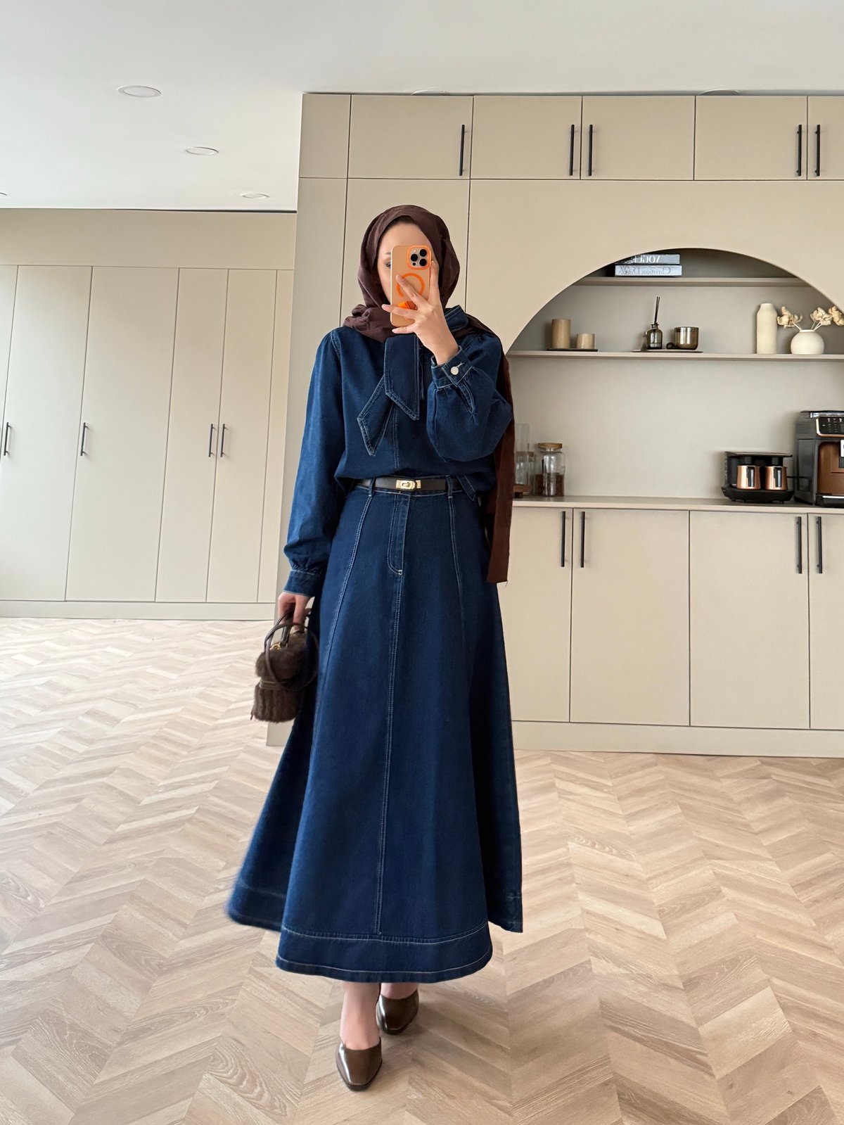 Sıla Bağlamalı Kot Etekli Takım Lacivert (713)